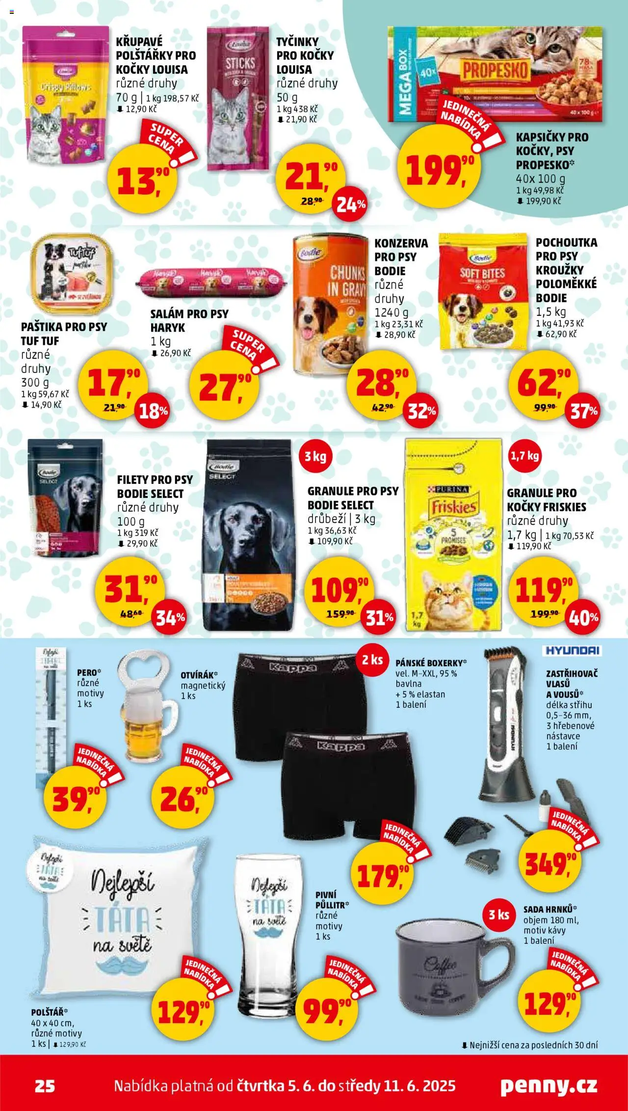 Penny Market leták - Čtvrtečník od 05.06.2025 | Strana: 25 | Produkty: Polštářky, Purina, Tyčinky, Granule pro kočky