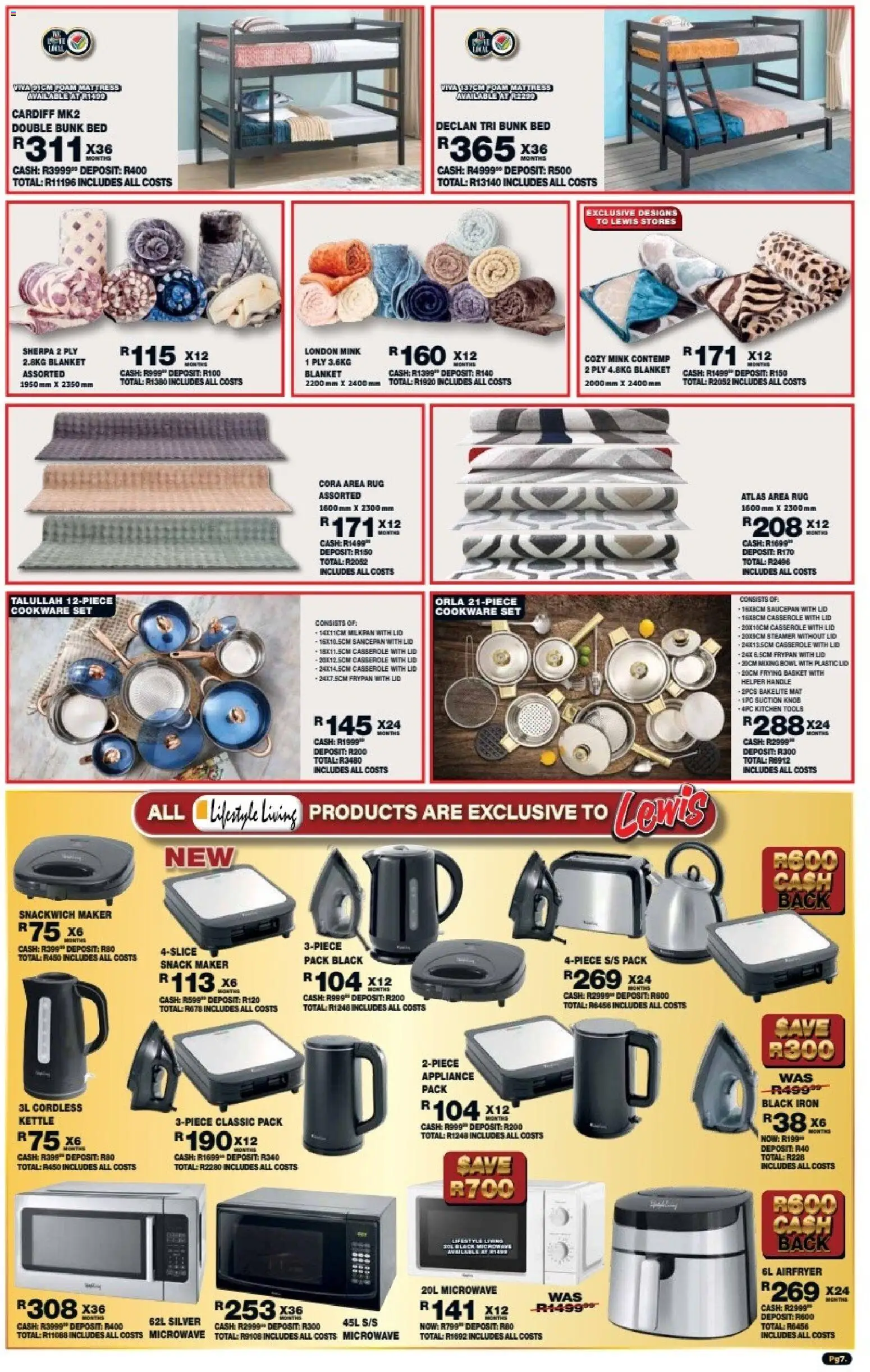 New Lewis Stores catalogue – valid from 13.04.2026 | Page: 7 | Products: Rug, Bowl, Iron, Cookware