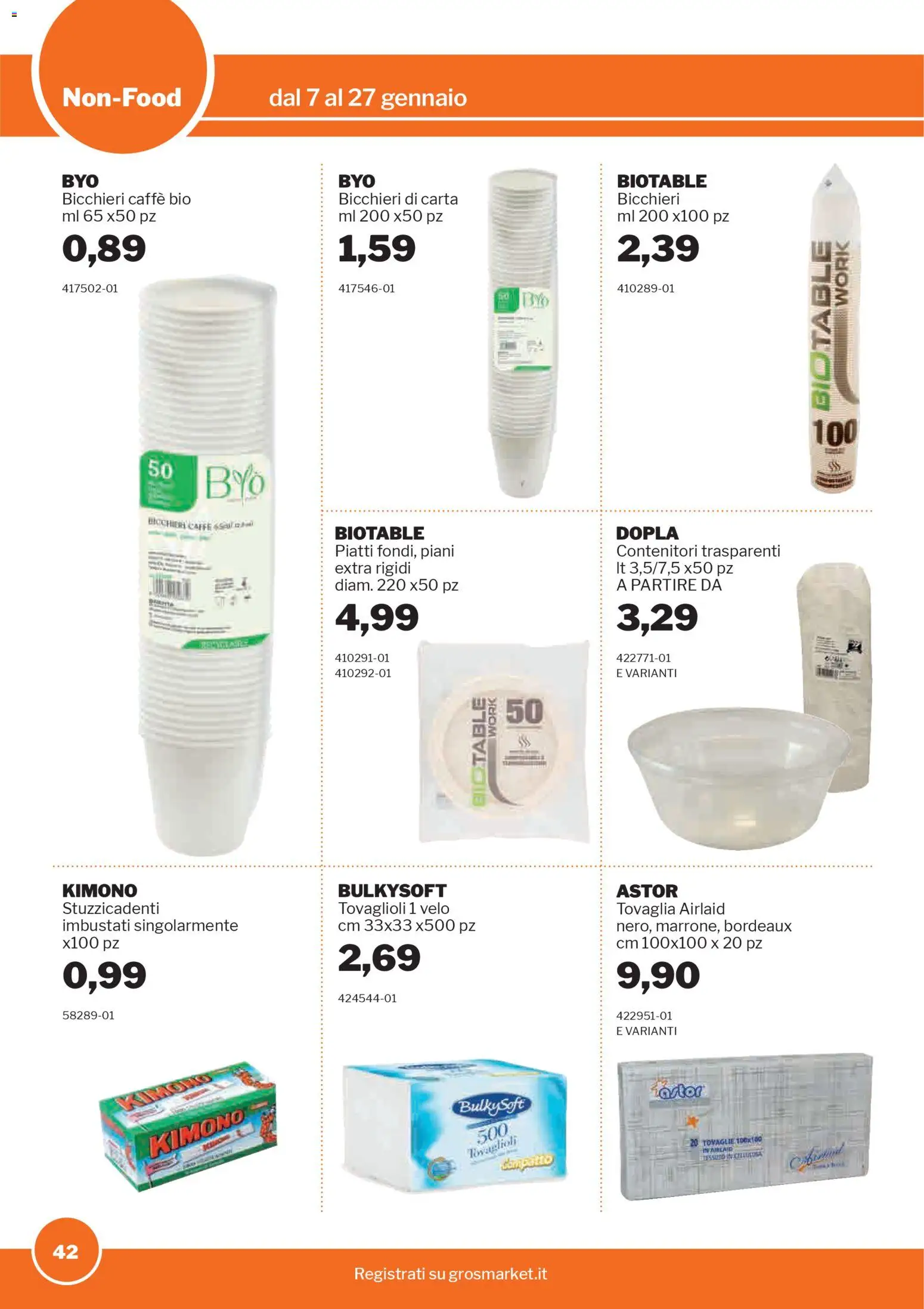Volantino Sogegross del 07.01.2026 | Pagina: 42 | Prodotti: Caffè, Tovaglia