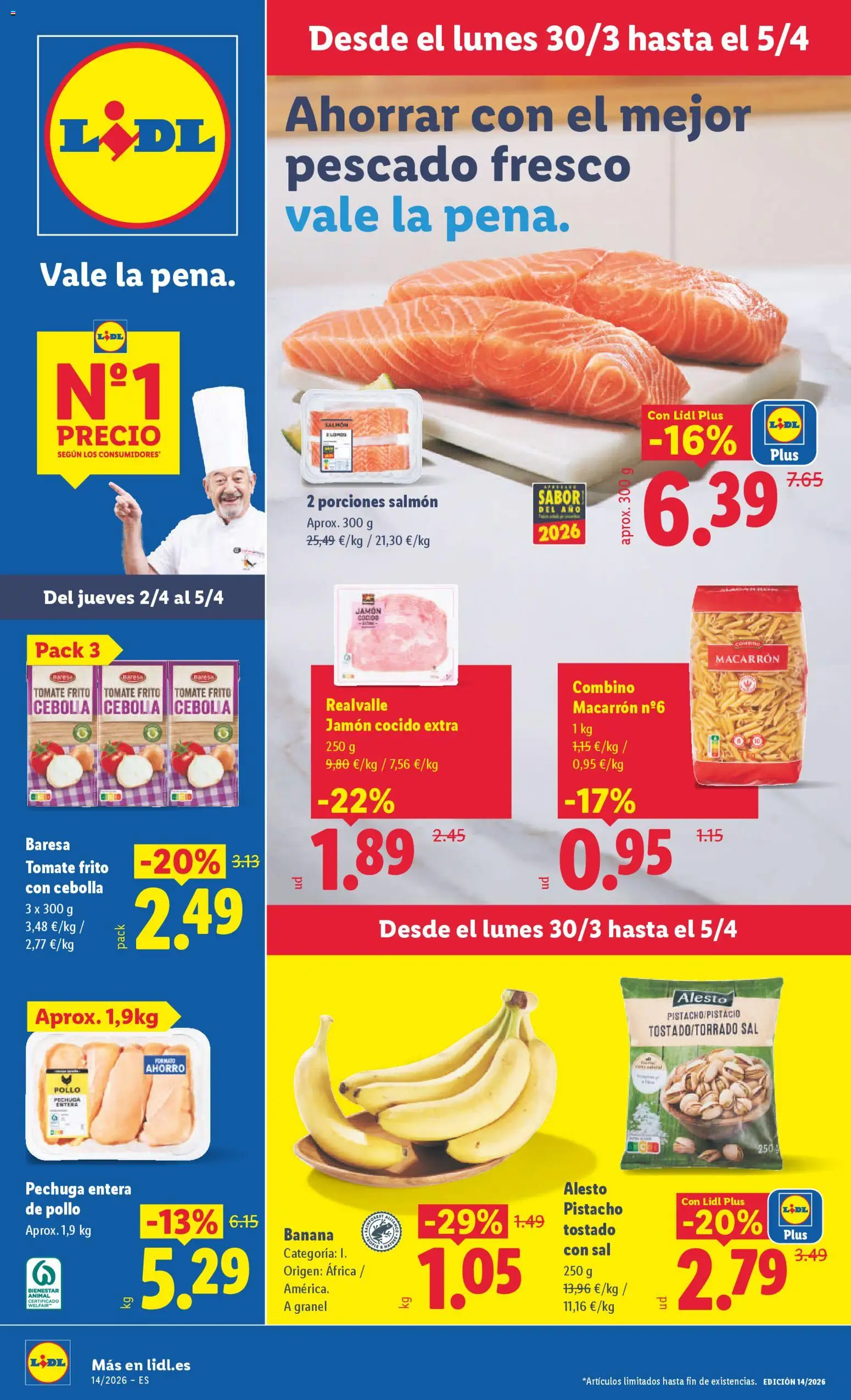 Lidl folleto │ válido desde el 30.03.2026 | Página: 1 | Productos: Jamón, Jamón cocido, Pescado, Παγωμένο τσάι