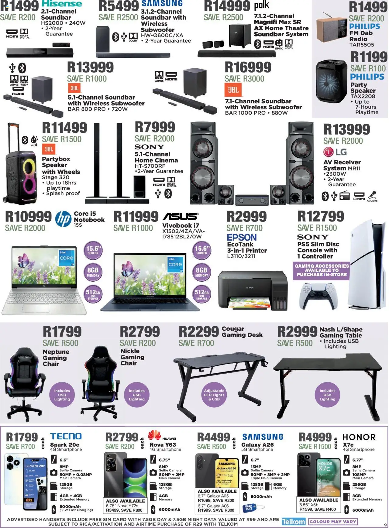 House and Home Specials │ valid from 18.08.2025 | Page: 9 | Products: Sim, Printer, USB, Soundbar