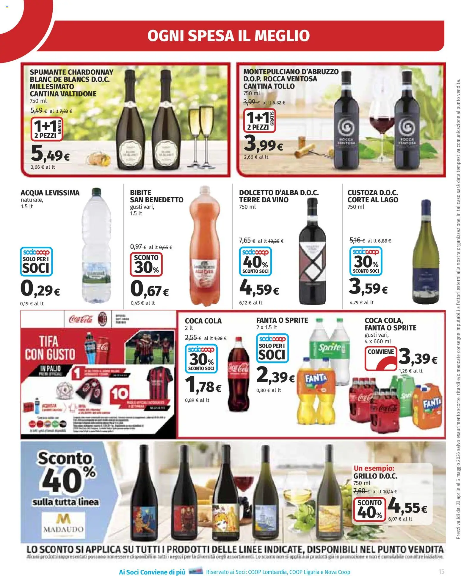 Volantino Ipercoop del 23.04.2026 | Pagina: 15 | Prodotti: Acqua, Data, Spumante, Bibite
