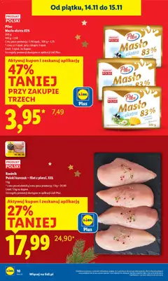 Pogląd oferty "Rzeźnik Polski kurczak - filet z piersi, XXL, 1 kg" - ważna od 13.11.2025 | Strona: 10 | Produkty: Kurczak, Masło