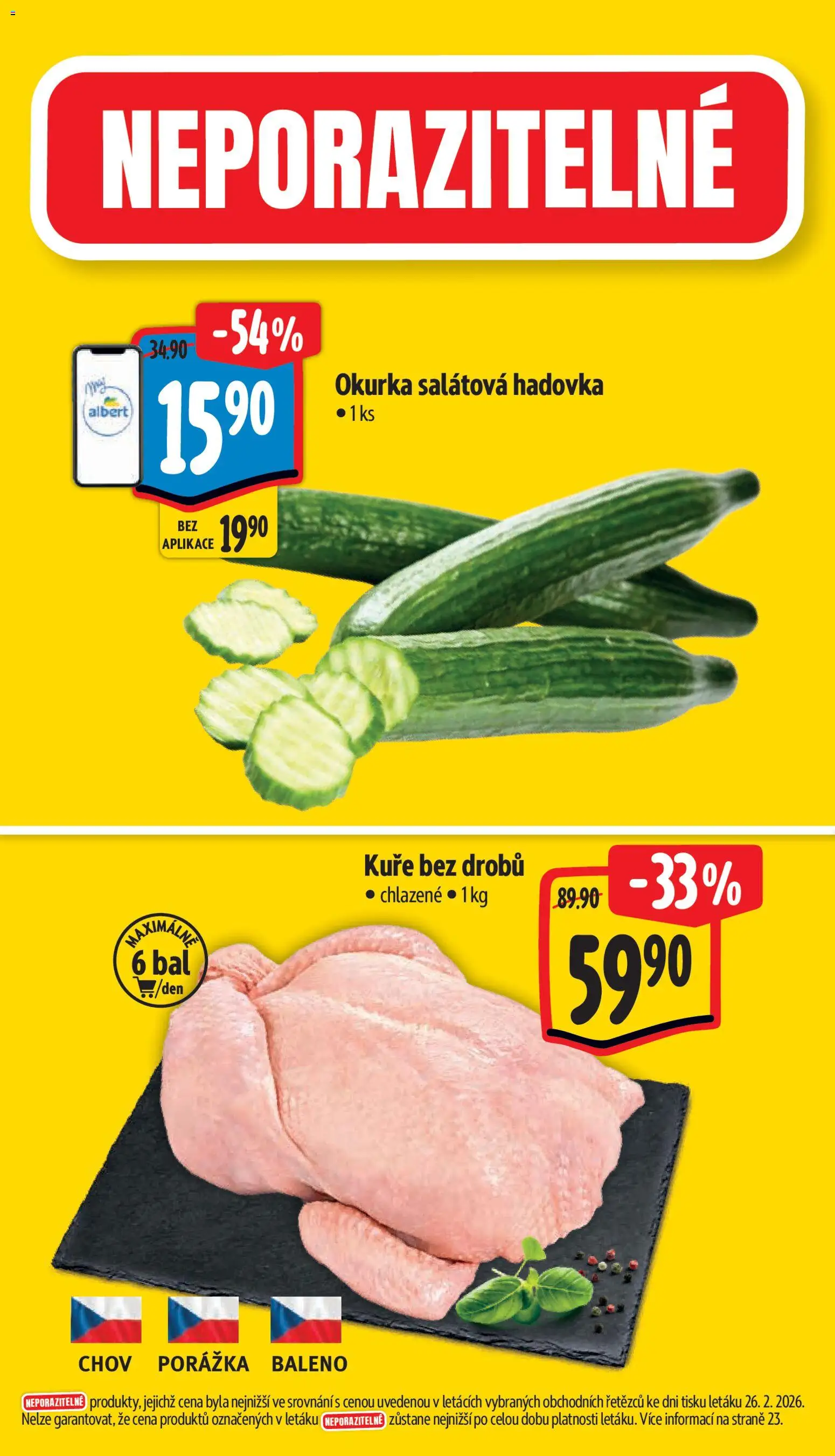 Albert leták - Supermarket od 04.03.2026 | Strana: 2 | Produkty: Kuře, Okurka