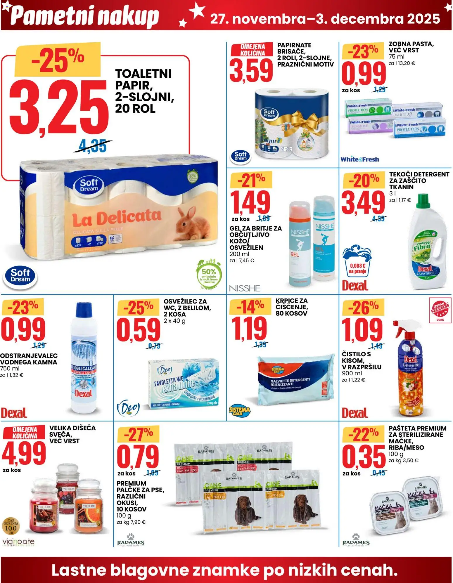 Novi Eurospin katalog ponudbe – veljaven od 27.11.2025 | Stran: 10 | Izdelki: Gel za britje, Pašteta, Kos, Detergent