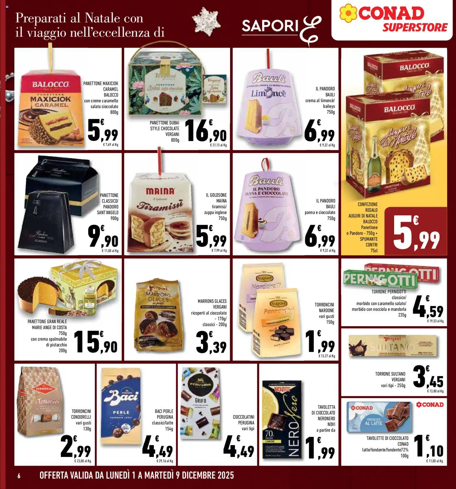 Volantino Conad del 01.12.2025 | Pagina: 6 | Prodotti: Cioccolato, Limone, Spumante, Torroncini