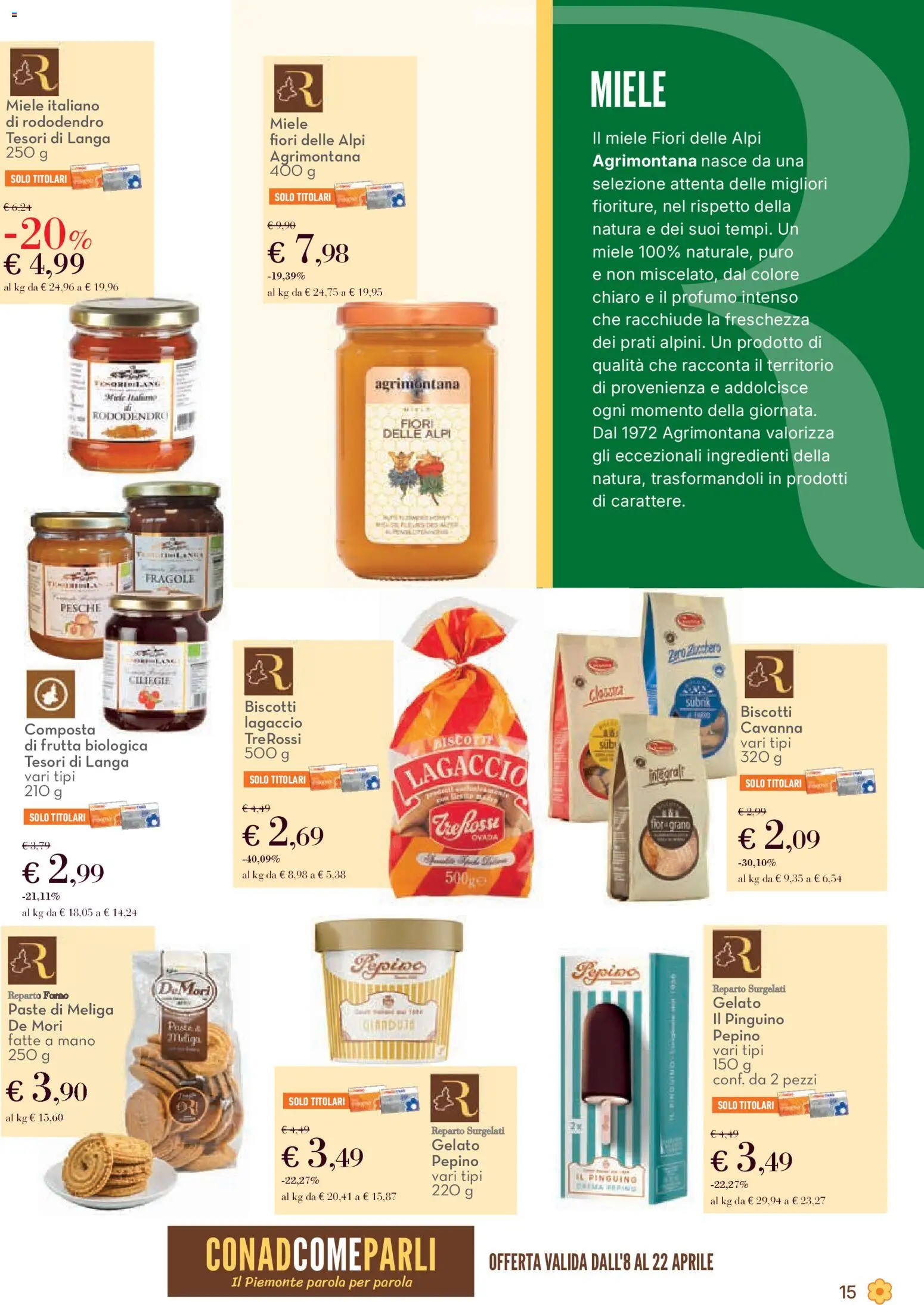 Volantino Conad del 08.04.2026 | Pagina: 15 | Prodotti: Fragole, Biscotti, Frutta, Profumo