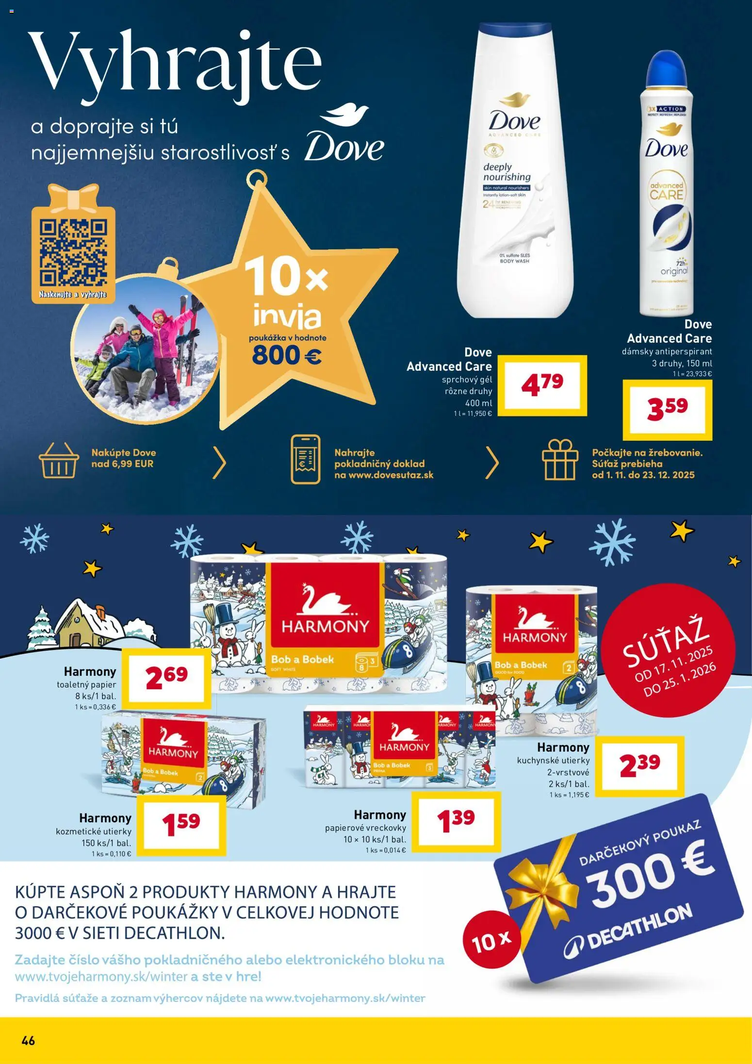 Nové Billa akcie – leták je platný od 10.12.2025 | Strana: 46 | Produkty: Toaletný papier, Sprchový gél, Antiperspirant