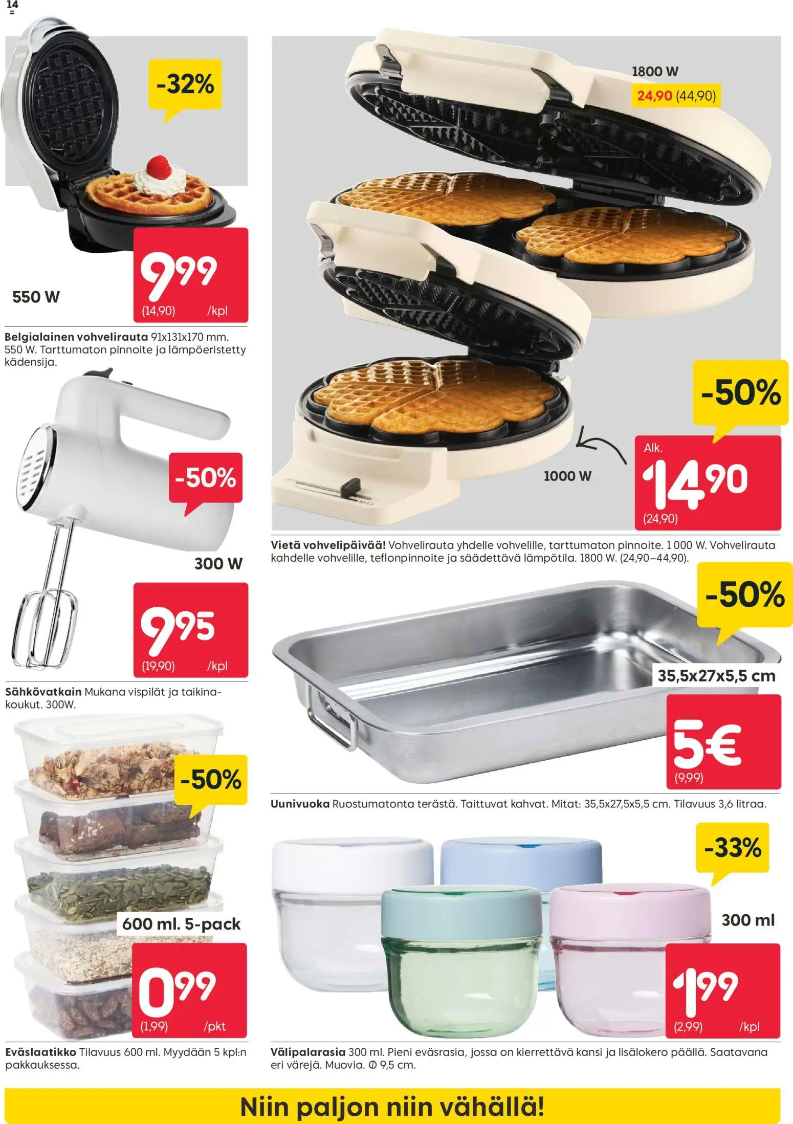 Rusta tarjoukset – voimassa 09.03.2026 alkaen | Sivu: 14 | Tuotteet: Uunivuoka, Vohvelirauta, Kansi, Sähkövatkain