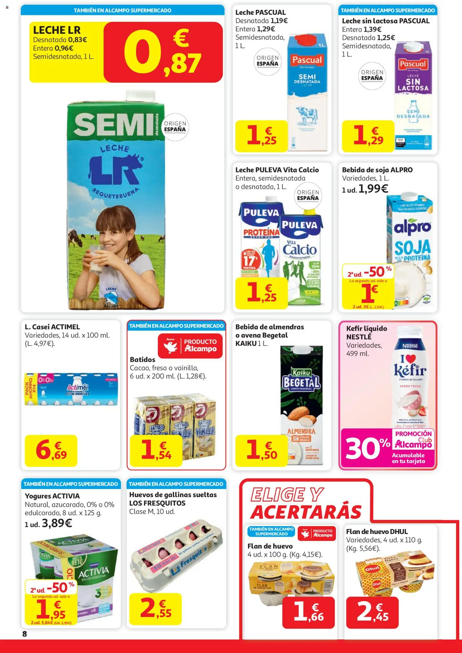 Alcampo - HP Unico │ válido desde el 29.12.2025 | Página: 8 | Productos: Leche sin lactosa, Leche, Huevos, Bebida de soja