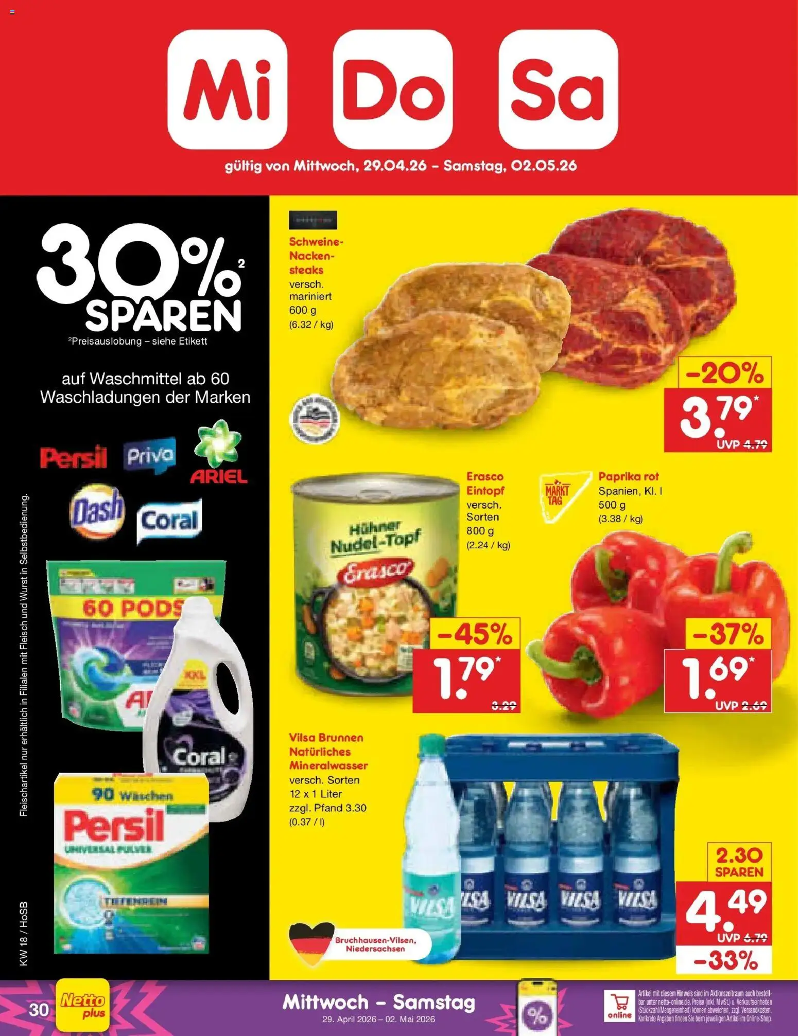 Netto Marken-Discount Prospekt Hannover	 – gültig ab 27.04.2026 | Seite: 44 | Produkte: Ariel, Mineralwasser, Waschmittel, Persil