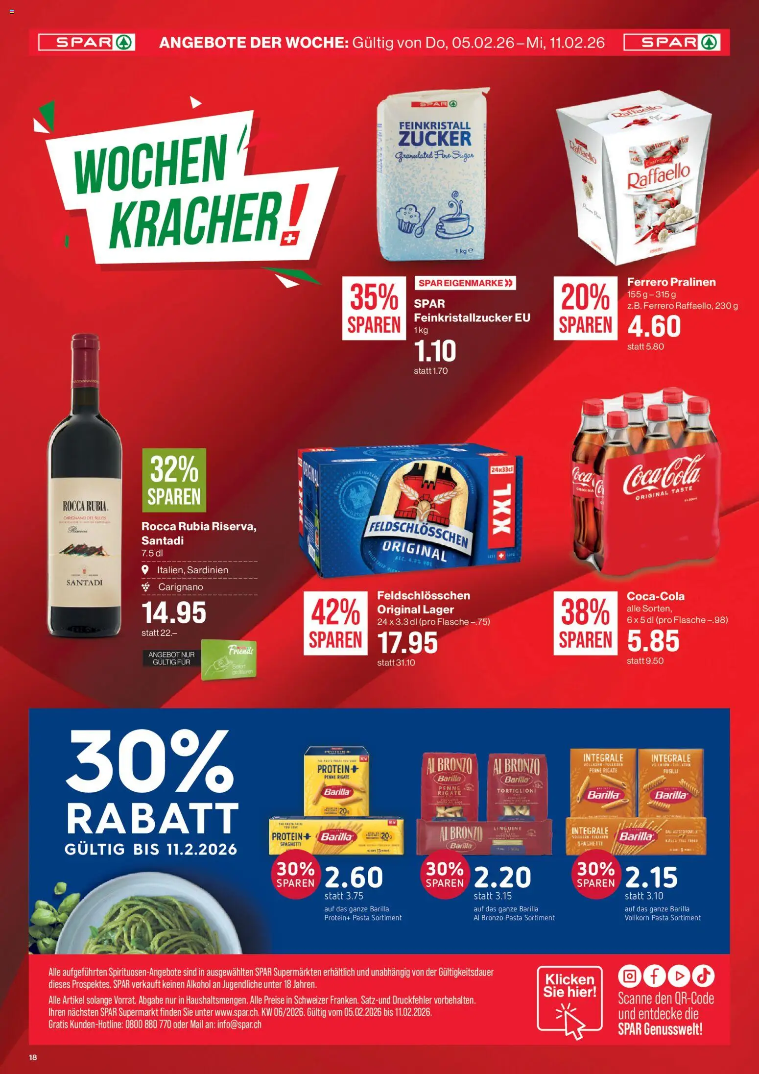 SPAR Aktionen – gültig ab 05.02.2026 | Seite: 18 | Produkte: Barilla, Pasta, Zucker