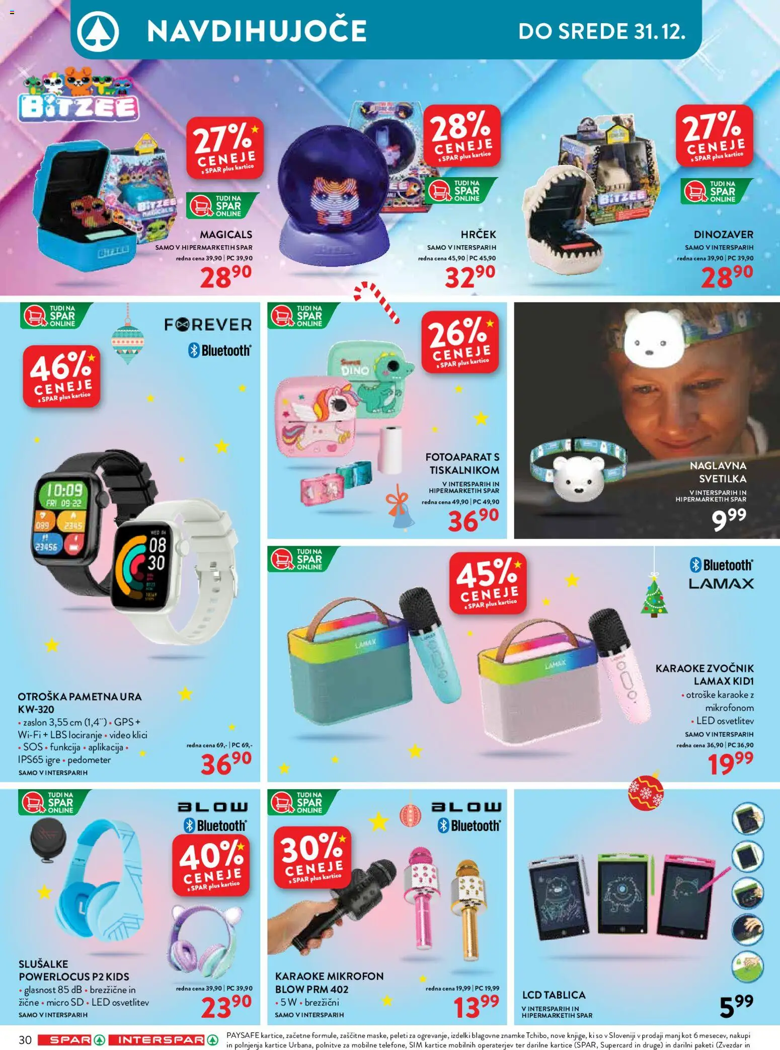 Novi Spar katalog ponudbe – veljaven od 12.11.2025 | Stran: 30 | Izdelki: Video, Pametna ura, Svetilka, Karaoke