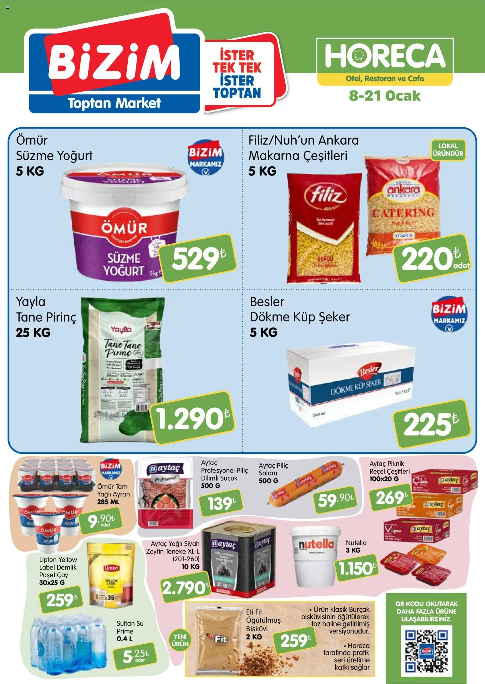 Bizim Toptan - Horeca kataloğu - 08.01.2026 tarihinden itibaren geçerlidir | Sayfa: 1 | Ürünler: Salam, Şeker, Makarna, Zeytin