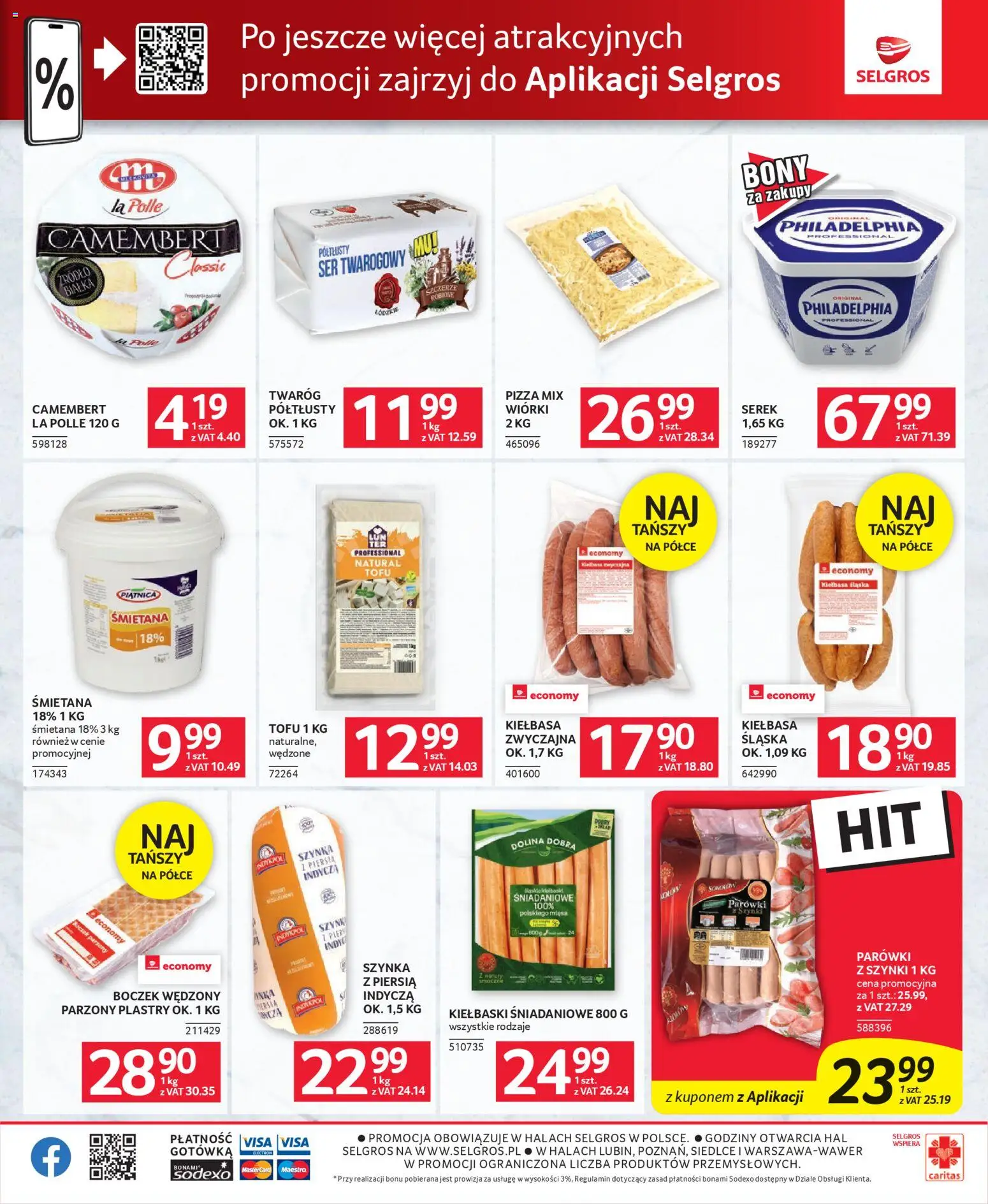 Selgros cash&carry gazetka - Oferta dla gastronomii od 23.04.2026 | Strona: 9 | Produkty: Parówki, Boczek wędzony, Boczek parzony, Pizza
