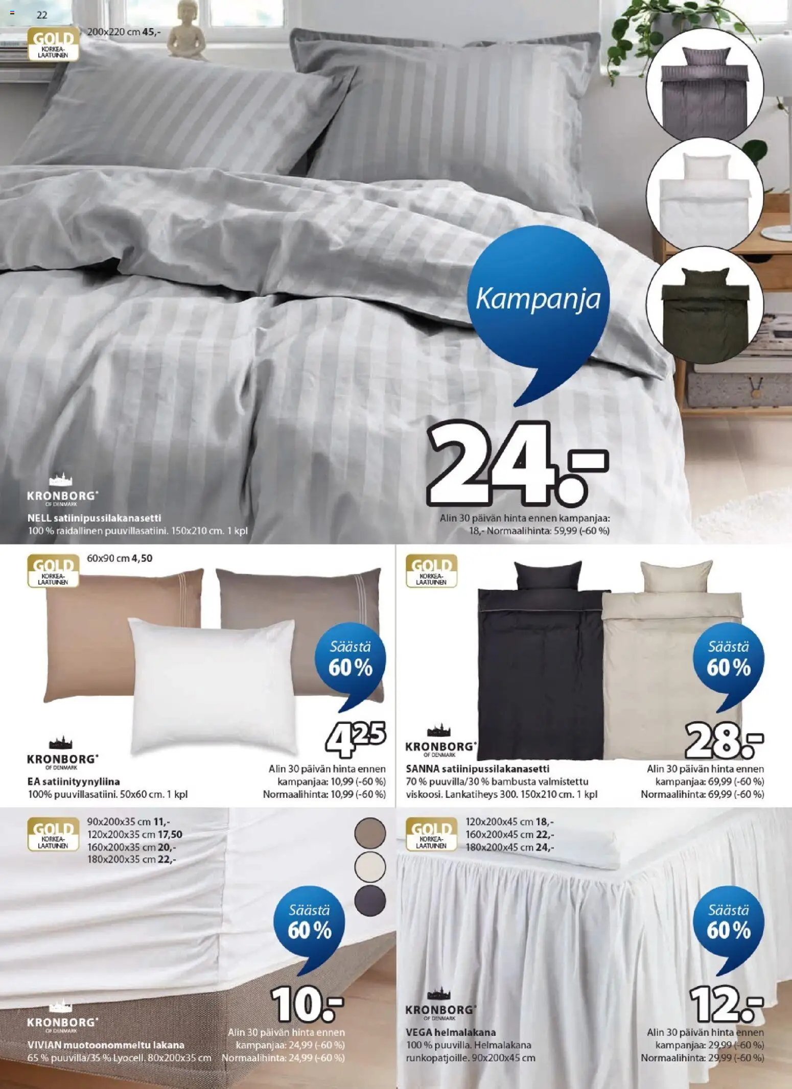JYSK tarjoukset – voimassa 23.04.2026 alkaen | Sivu: 22 | Tuotteet: Lakana