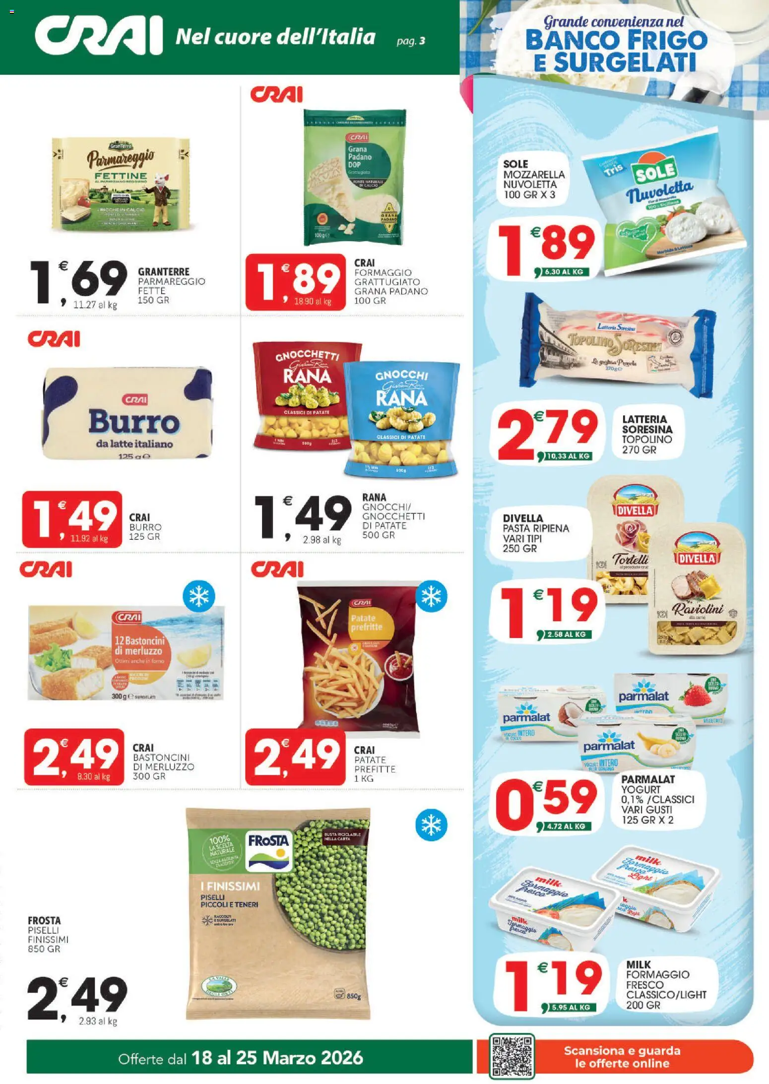 Volantino CRAI del 18.03.2026 | Pagina: 3 | Prodotti: Patate, Mozzarella, Burro, Pasta