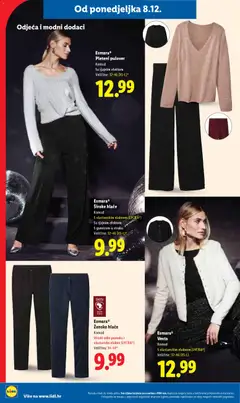 EsmaraⓇ Široke hlače, Komad, s elastanskim vlaknom (LYCRA®), sa sjajnim efektom, s gumicom u struku, veličine: 32-46 (XS-L)* - Pregled kataloga iz trgovine Lidl, vrijedi od 08.12.2025 | Stranica: 46 | Proizvodi: Odjeća, Hlače