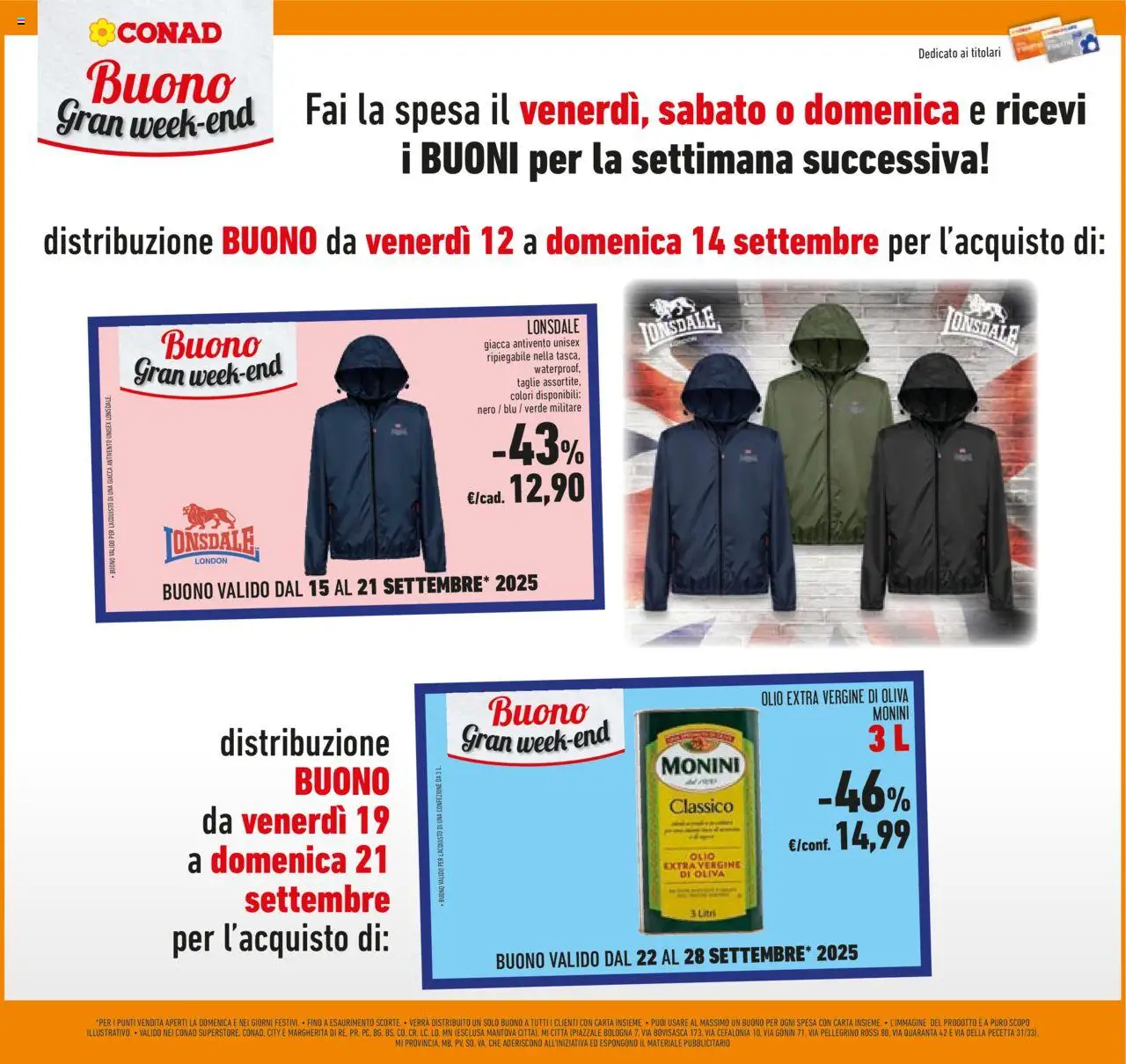 Volantino Conad del 10.09.2025 | Pagina: 40 | Prodotti: Giacca, Olio, Olive, Olio extra vergine