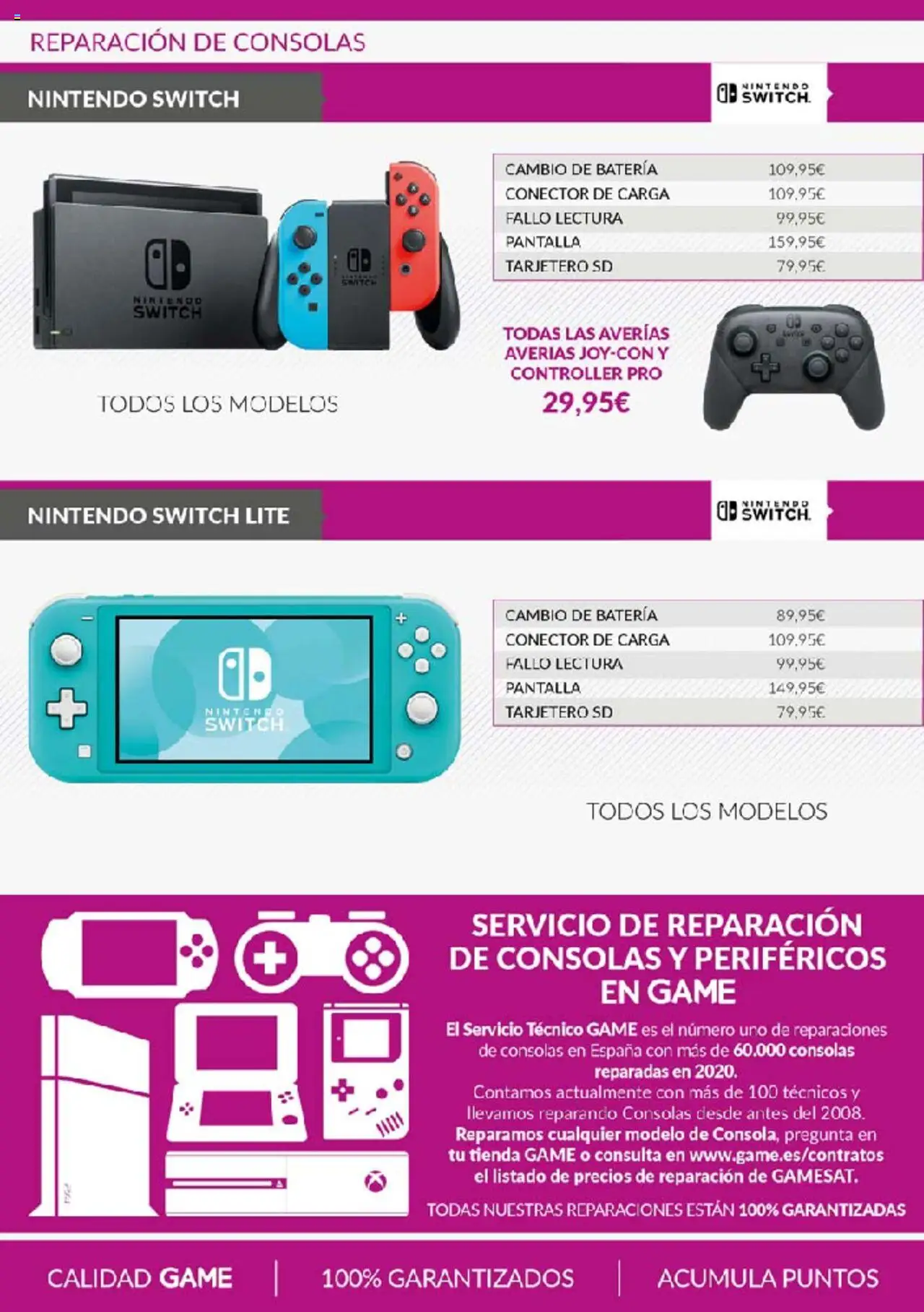 Game Reparamos consolas │ válido desde el 11.06.2024 | Página: 4 | Productos: Nintendo, Conector, Batería