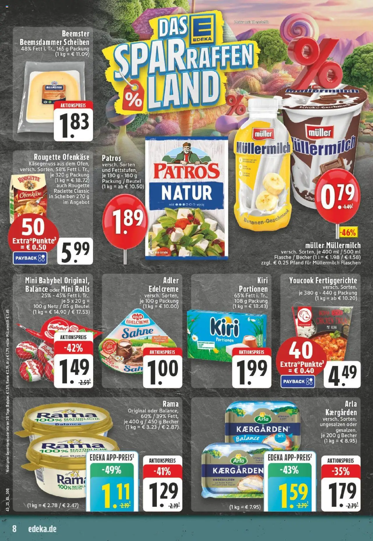 Edeka prospekt Lindlar	 – gültig ab 19.10.2025 | Seite: 8 | Produkte: Rougette ofenkase, Patros, Creme, Raclette