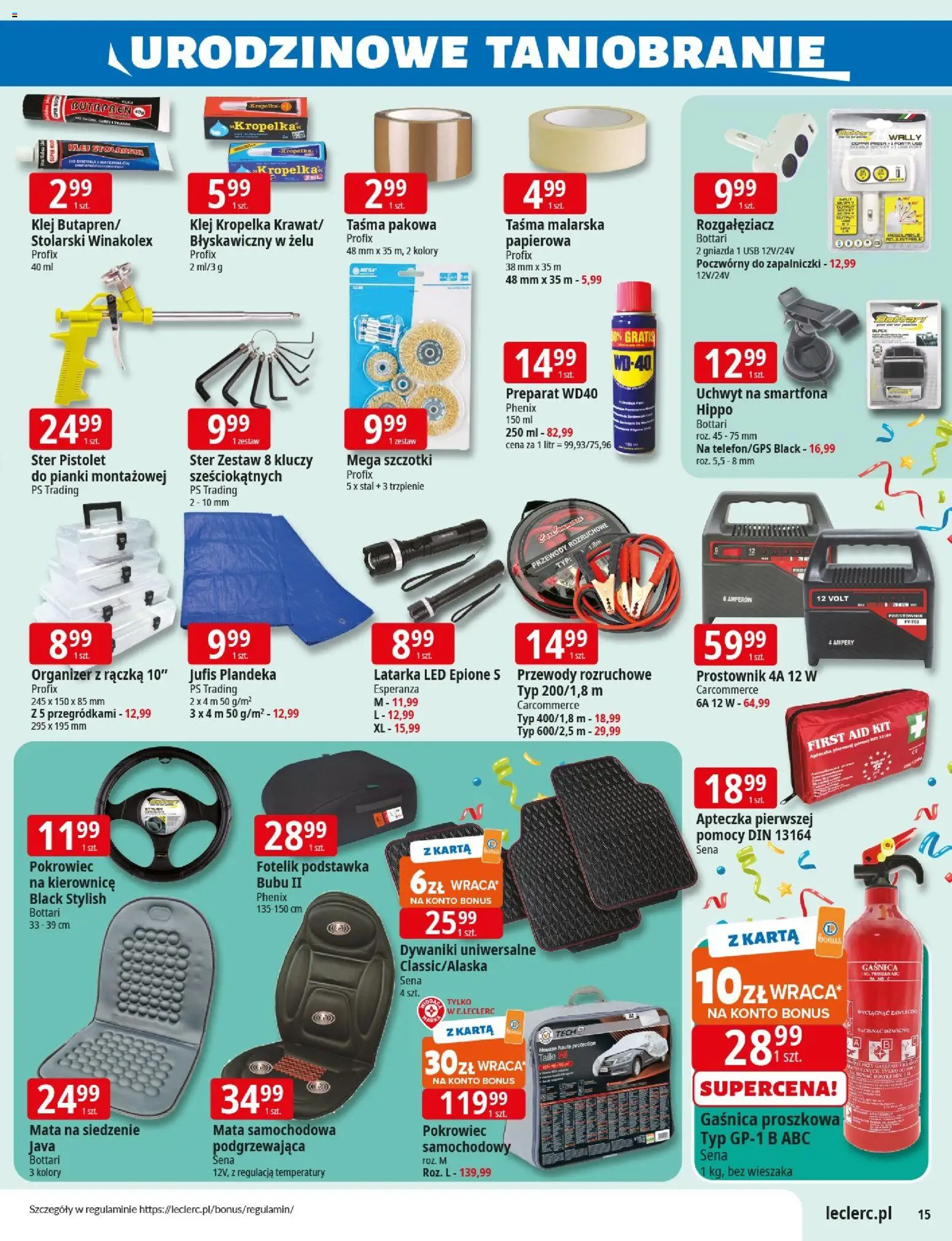 E.Leclerc Gazetka - Wrocław od 04.11.2025 | Strona: 15 | Produkty: Dywaniki, USB, Prostownik, Pianki