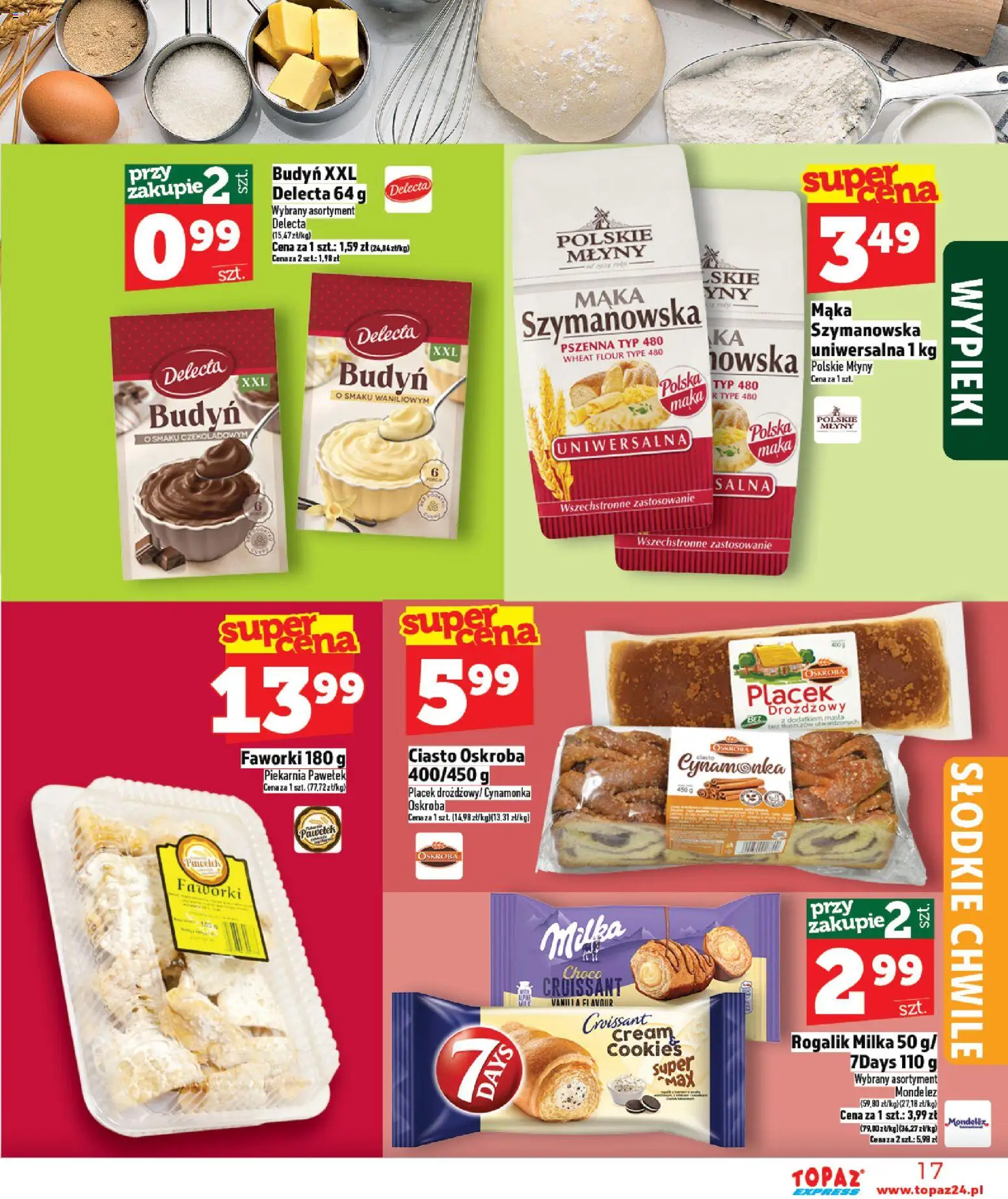 Topaz Gazetka - Express od 29.01.2026 | Strona: 17 | Produkty: Ciasto, Piekarnia, Milka
