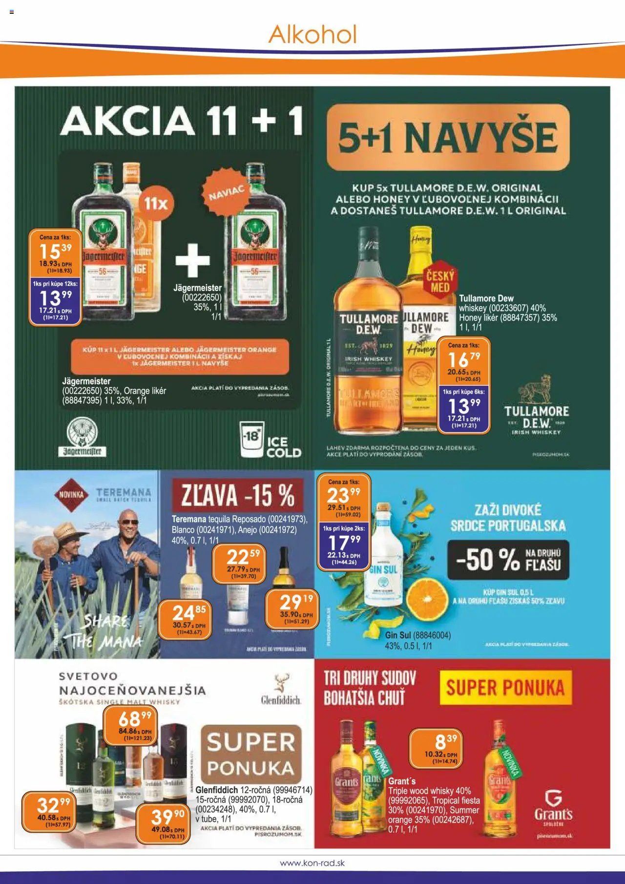 KON - RAD leták │ platný od 01.09.2025 | Strana: 2 | Produkty: Jägermeister, Whisky, Tequila, Tullamore Dew