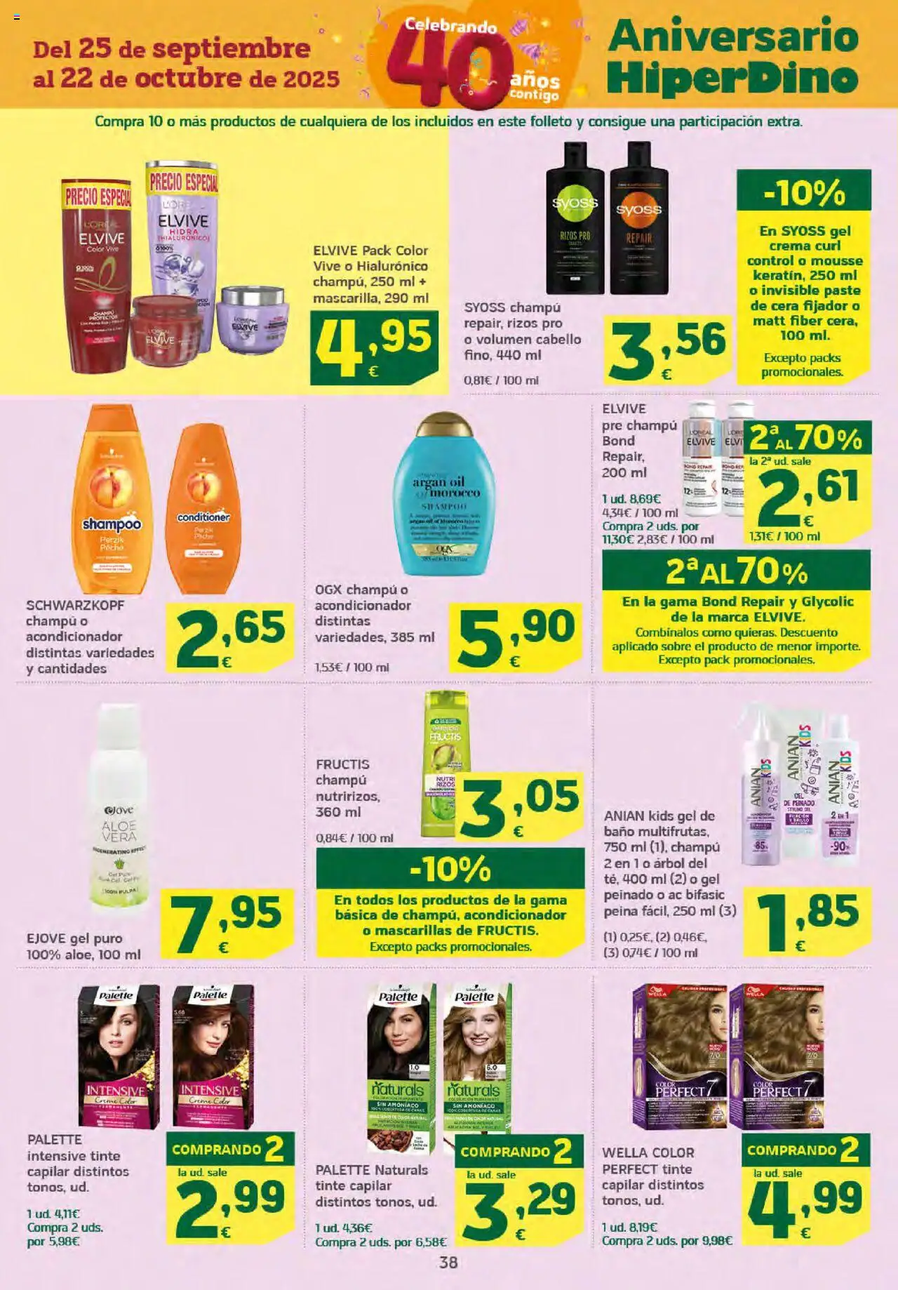 HiperDino folleto │ válido desde el 25.09.2025 | Página: 38 | Productos: Tinte, Champú, Crema, Baño