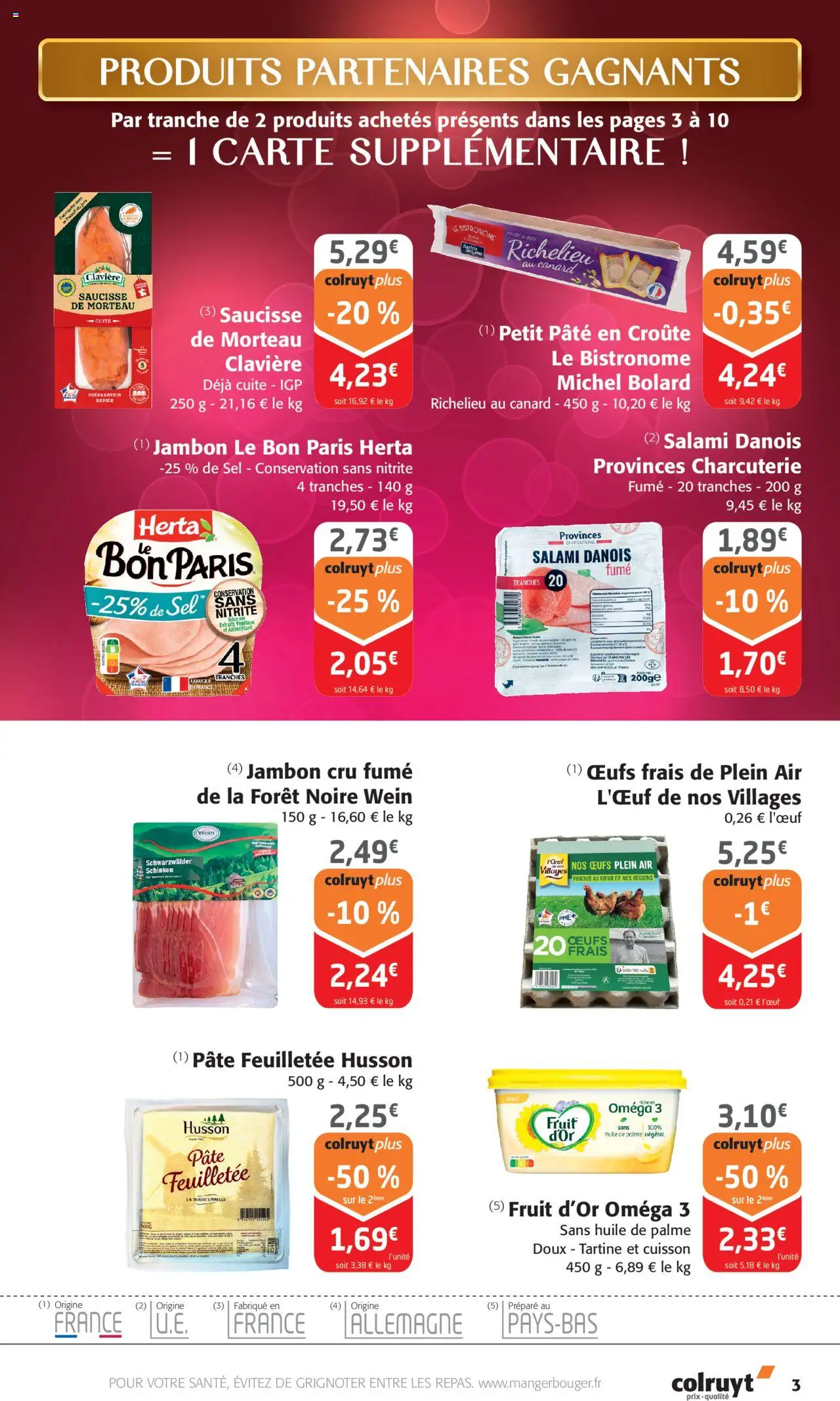{H1} | Page: 3 | Produits: Jambon Cru, Œufs, Jambon, Saucisse