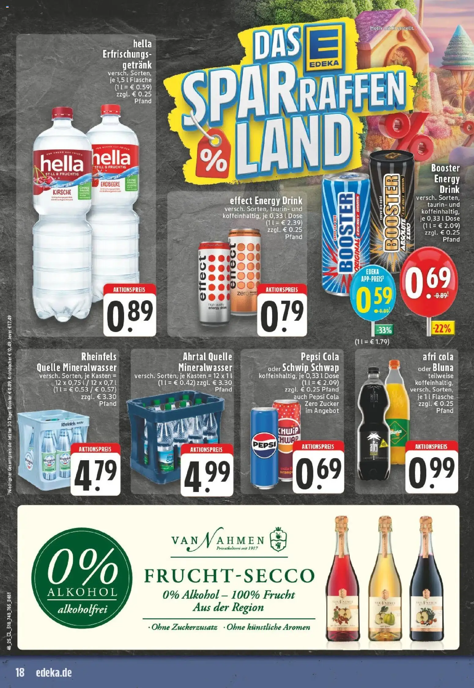 Edeka prospekt Mönchengladbach	 – gültig ab 10.11.2025 | Seite: 18 | Produkte: Mineralwasser, Hella, Pepsi, Rheinfels quelle