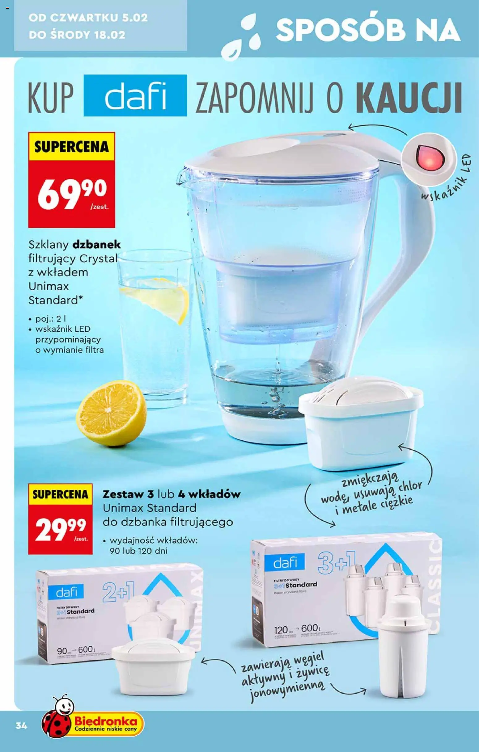 Biedronka gazetka - Hity i inspiracje od 31.01.2026 | Strona: 34 | Produkty: Dzbanek, Dzbanek filtrujący