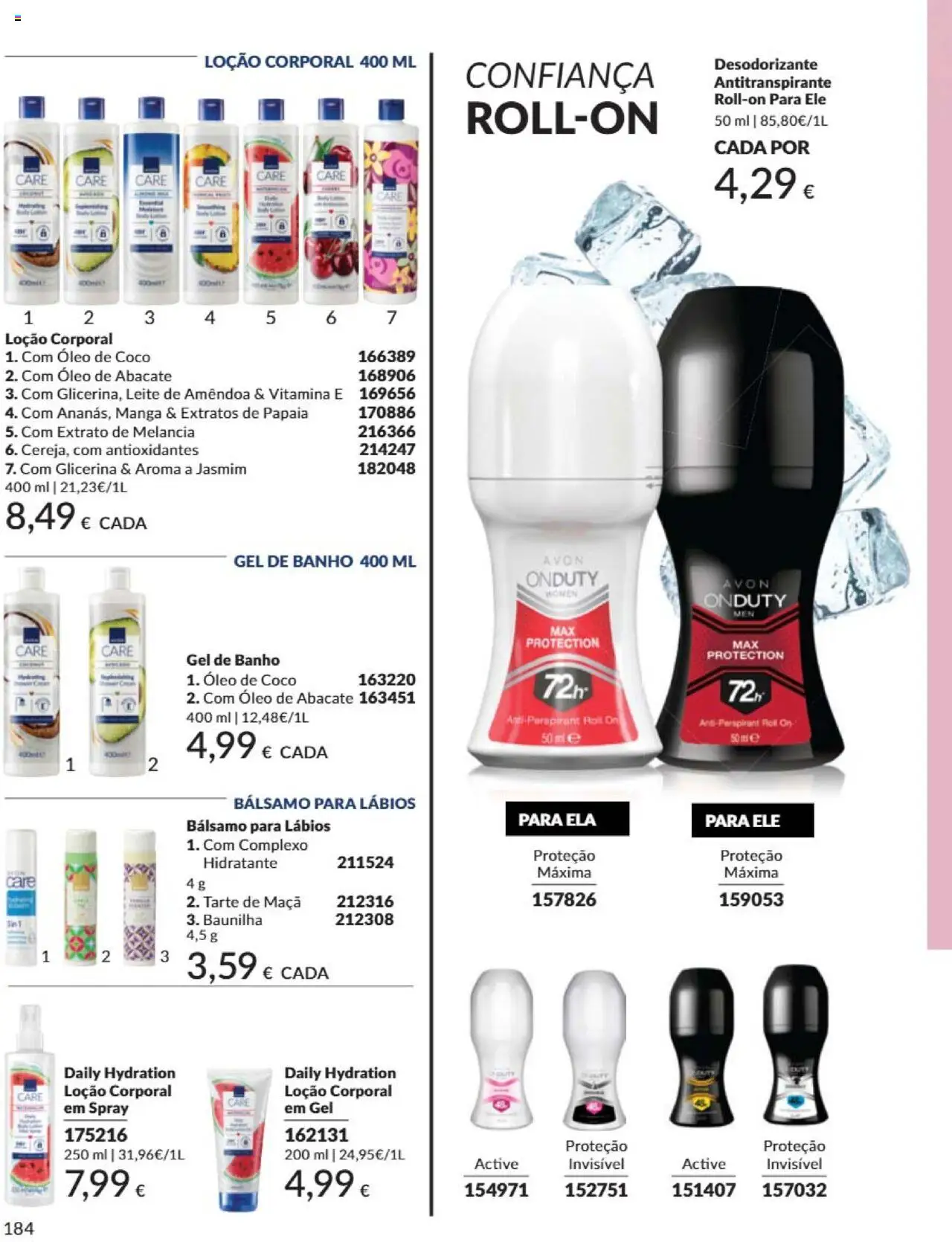 Catálogo Avon Campanha 6 │ válido de 01.06.2025 | Página: 184 | Produtos: Gel de banho, Antitranspirante, Óleo, Maça