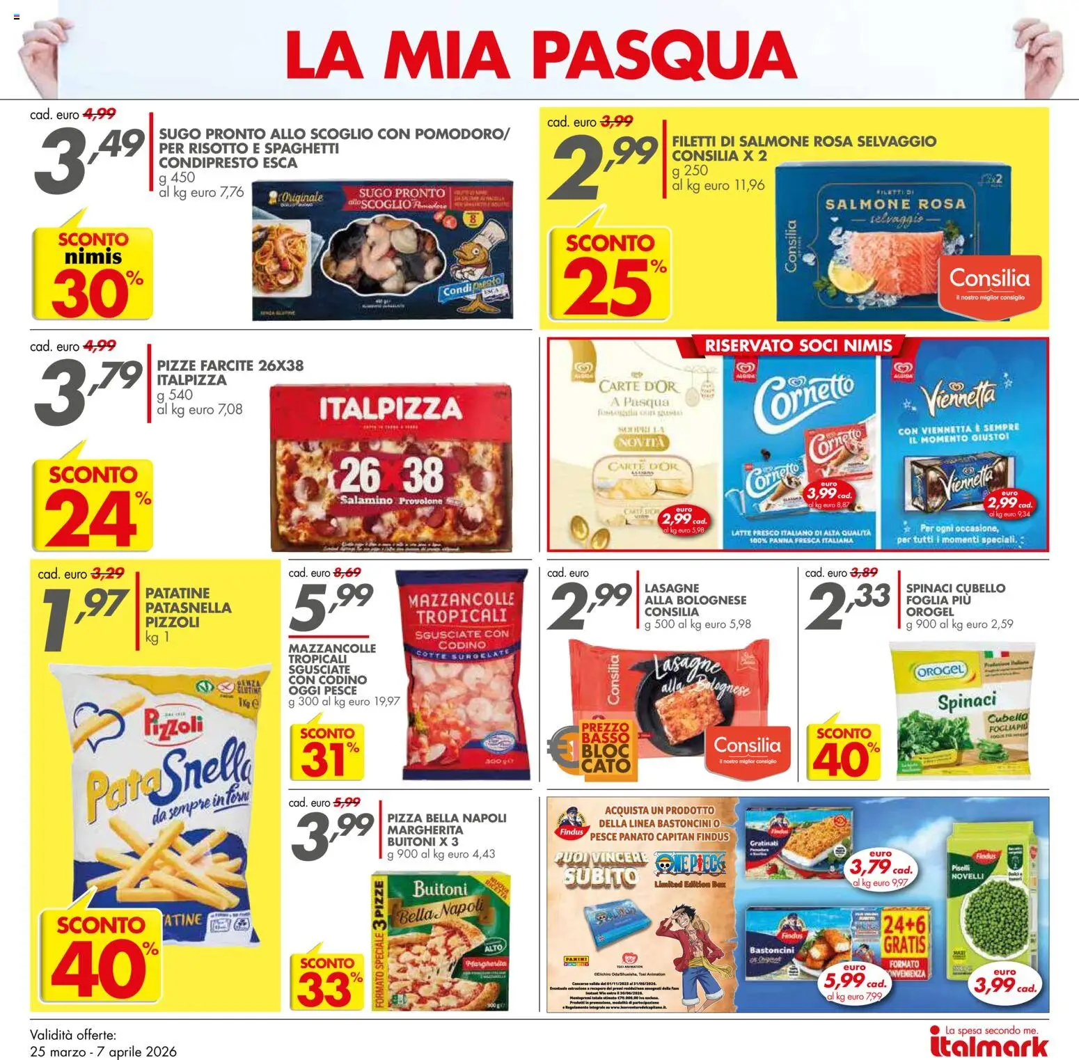 Volantino Italmark del 25.03.2026 | Pagina: 14 | Prodotti: Patatine, Panna, Latte, Spinaci