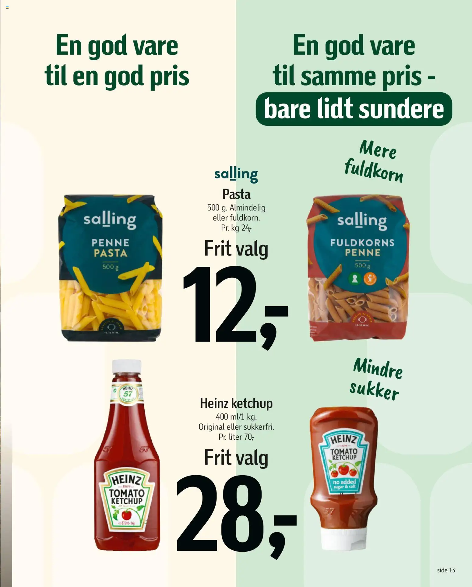 Føtex tilbudsavis – gyldig fra 07.04.2026 | Side: 13 | Produkter: Pasta, Ketchup, Salt, Sukker