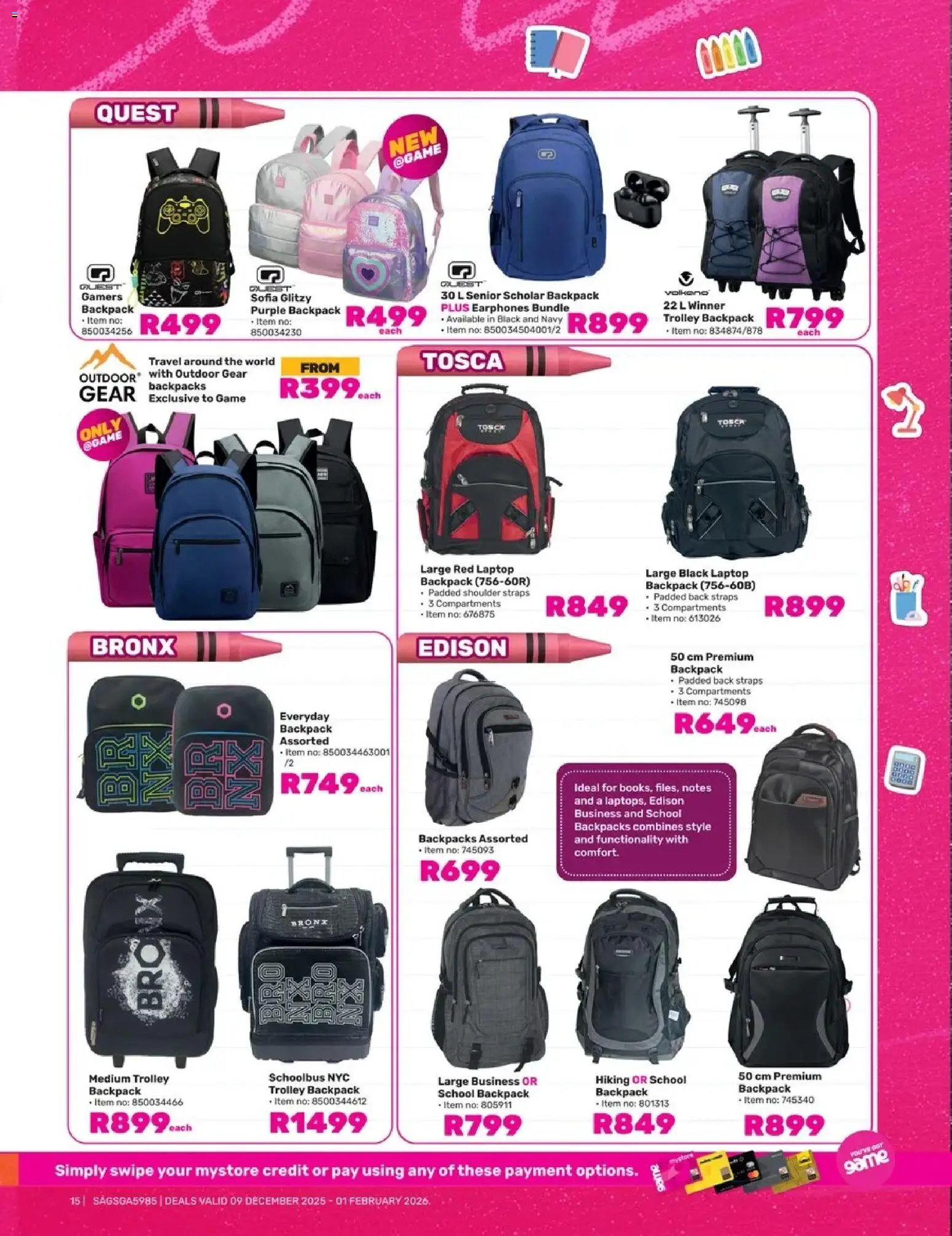 New Game catalogue – valid from 09.12.2025 | Page: 15 | Products: Earphones, Backpack, Laptop