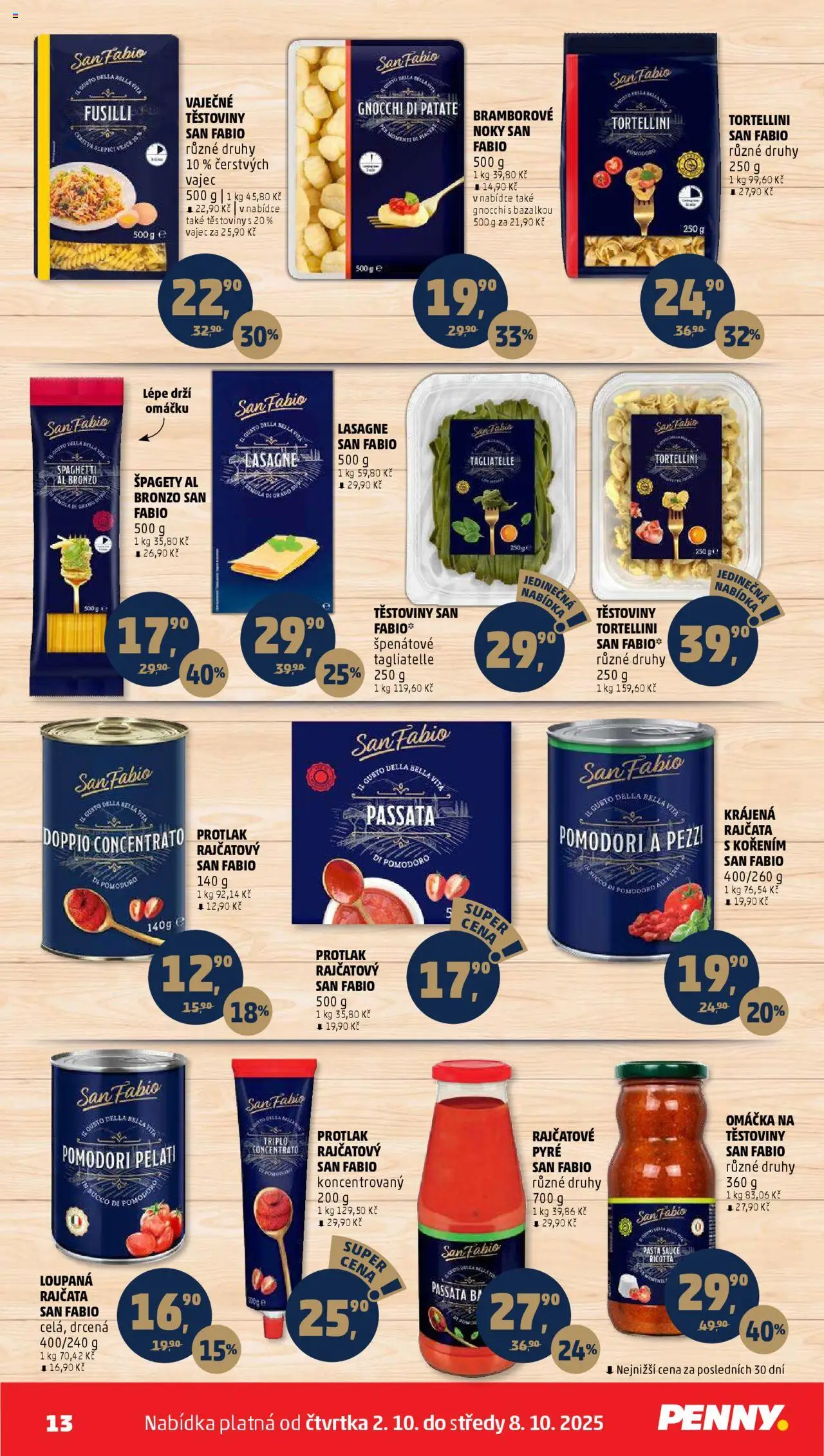 Penny Market leták - Čtvrtečník od 02.10.2025 | Strana: 13 | Produkty: Ricotta, Těstoviny, Špagety, Gnocchi