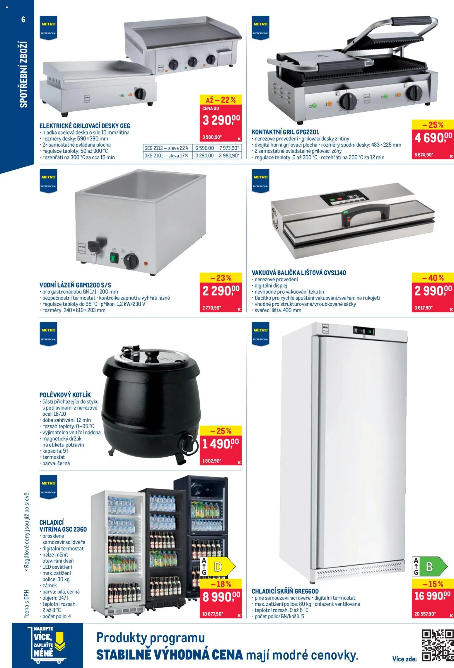 Makro leták - Spotřební zboží od 19.11.2025 | Strana: 6 | Produkty: Kontaktní gril, Vitrína, Gril, Police