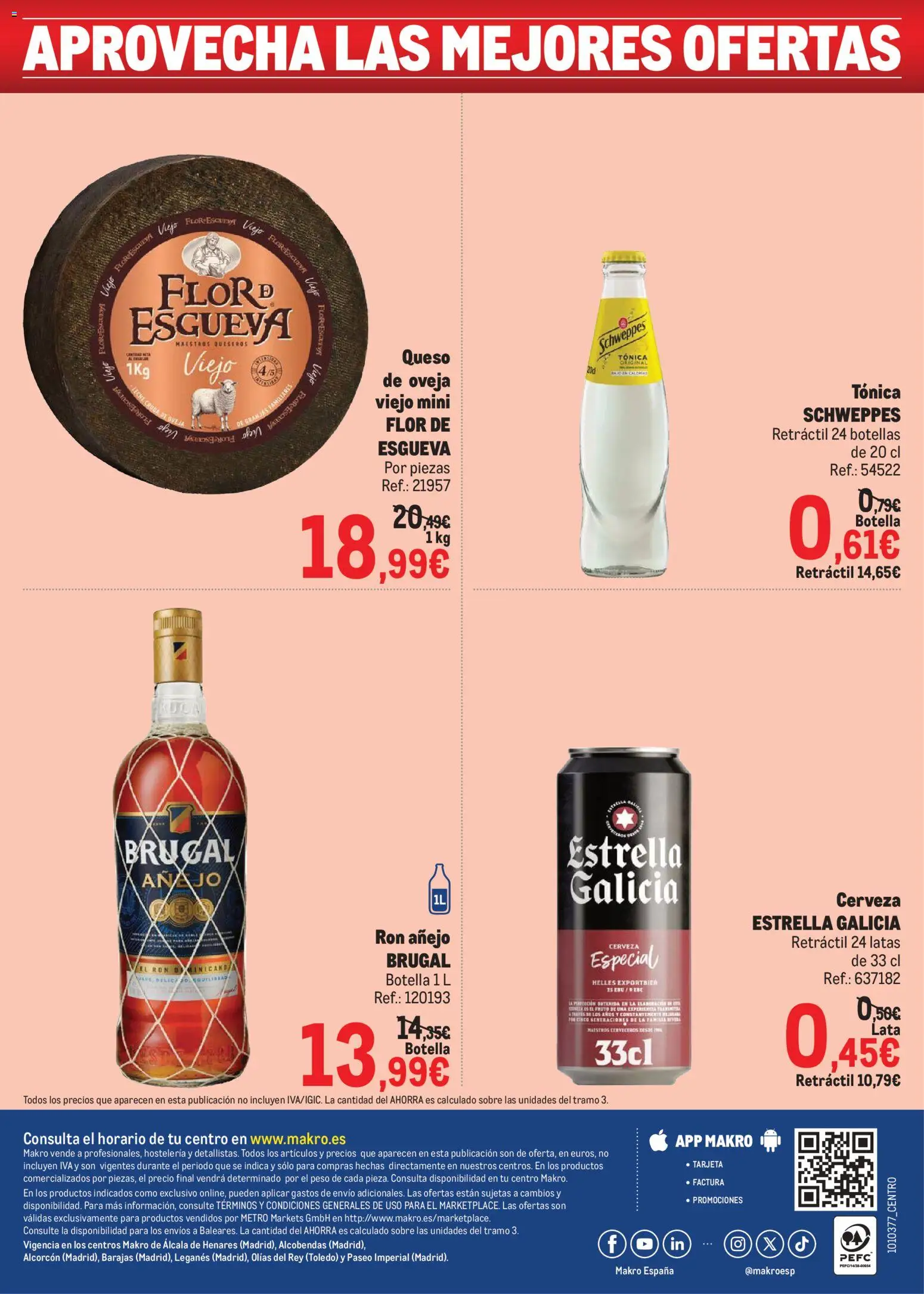 Makro Precios Centro │ válido desde el 20.04.2026 | Página: 8 | Productos: Ron, Leche, Queso, Cerveza