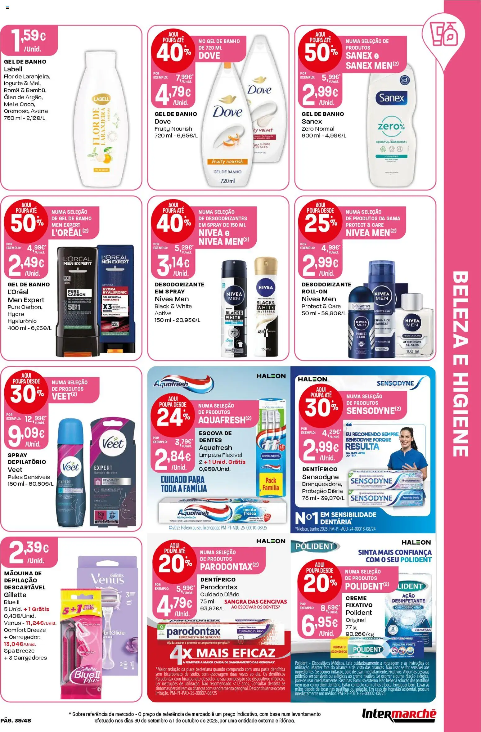 Intermarché folheto │ válido de 06.11.2025 | Página: 39 | Produtos: Desodorizante, Banho, Óleo, Creme
