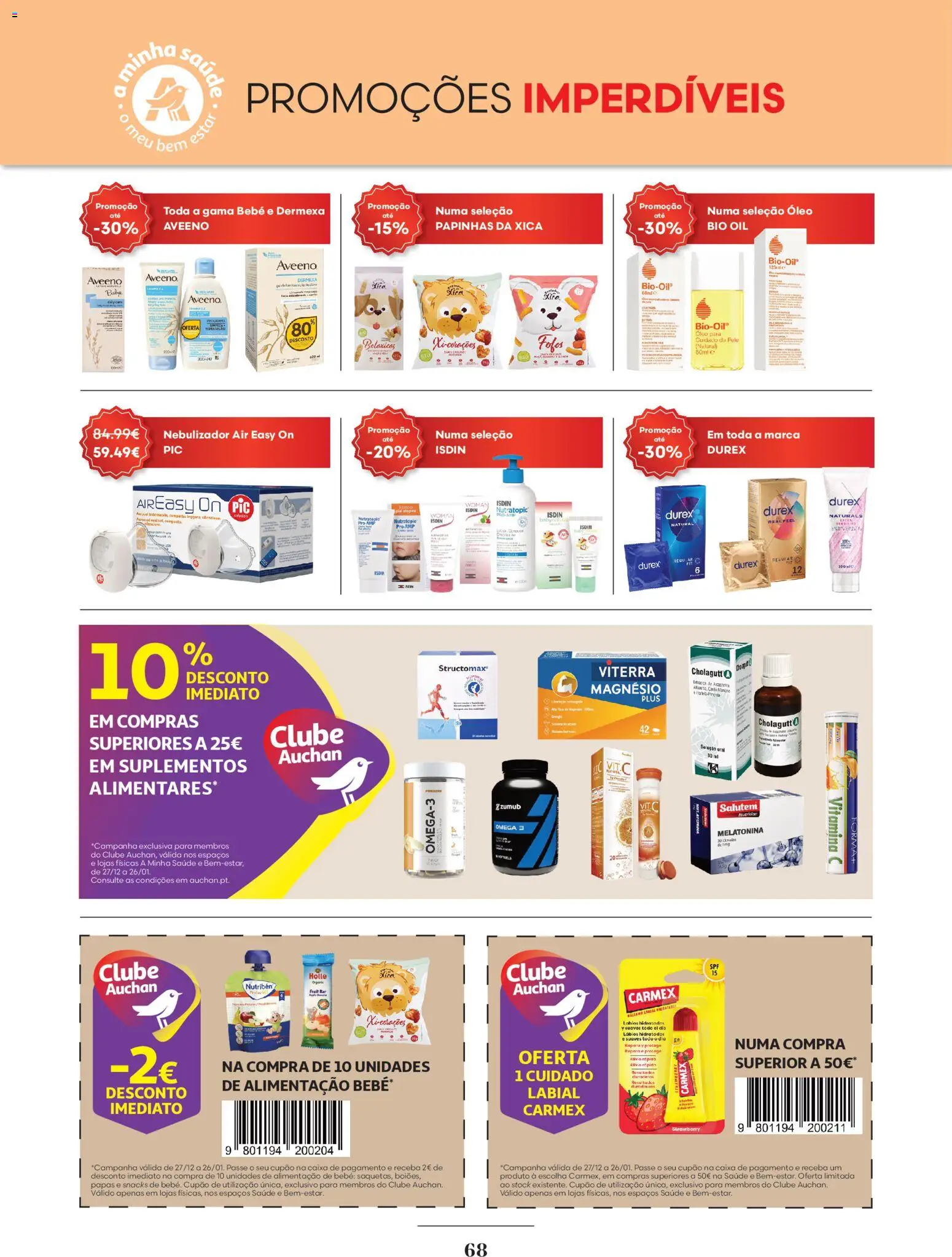 Auchan folheto │ válido de 01.01.2026 | Página: 68 | Produtos: Nebulizador, Ômega 3, Óleo, Melatonina