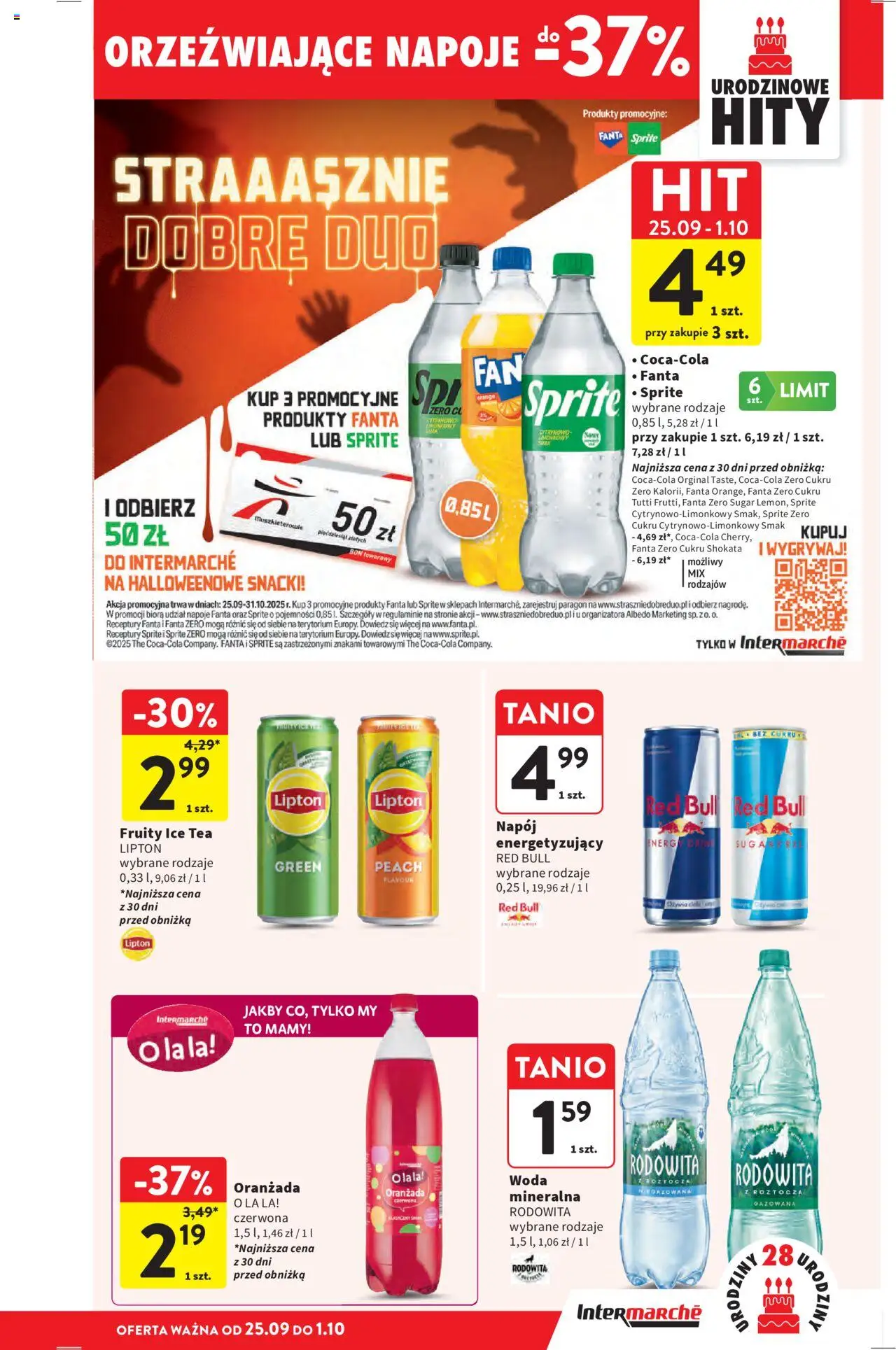 Intermarche Gazetka od 25.09.2025 | Strona: 37 | Produkty: Red bull, Ice Tea, Napoje, Sprite