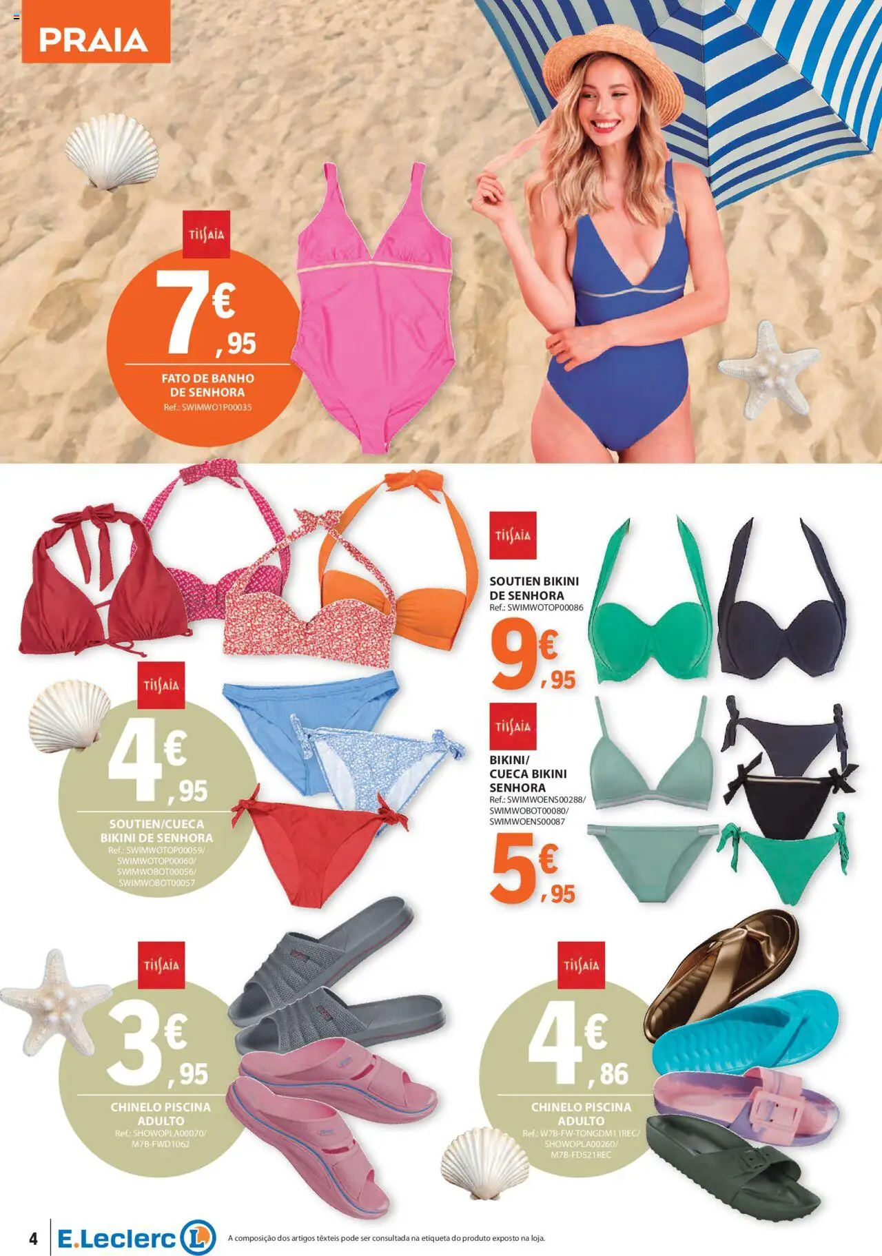E.Leclerc - Folheto Especial Praia │ válido de 10.06.2025 | Página: 4 | Produtos: Top, Banho, Fato de banho, Fato