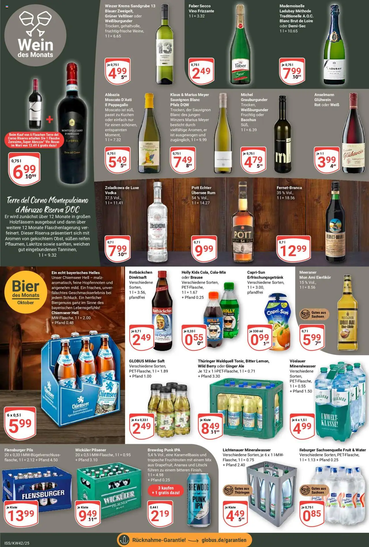Globus Prospekt 	 – gültig ab 13.10.2025 | Seite: 14 | Produkte: Rum, Pils, Saft, Vodka