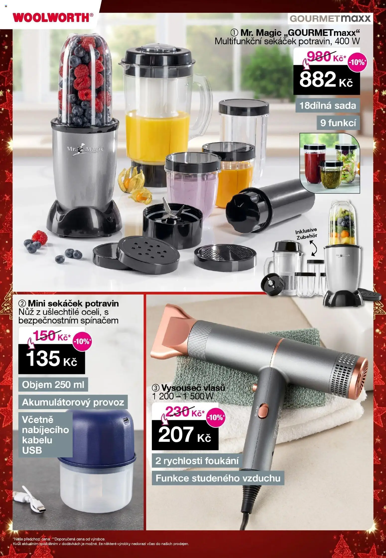 Woolworth leták od 07.11.2025 - akční nabídka | Strana: 33 | Produkty: Sekáček potravin, Vysoušeč vlasů, Nůž, Sekáček