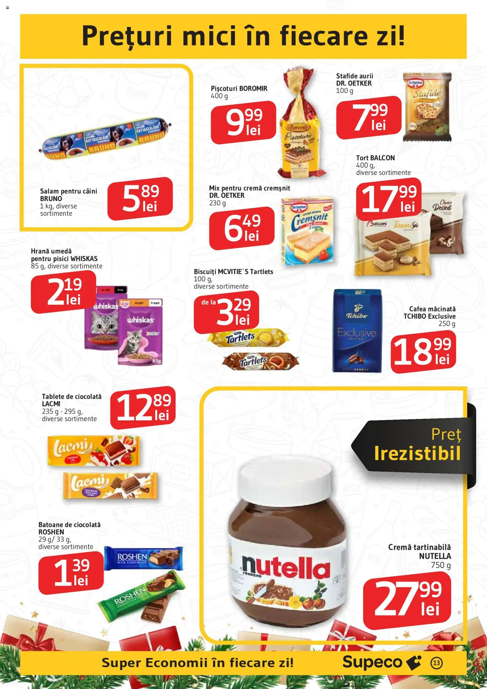 Noul catalog Supeco – valabil de la 11.12.2025 | Pagină: 13 | Produse: Mici, Salam, Cremă tartinabilă, Biscuiți