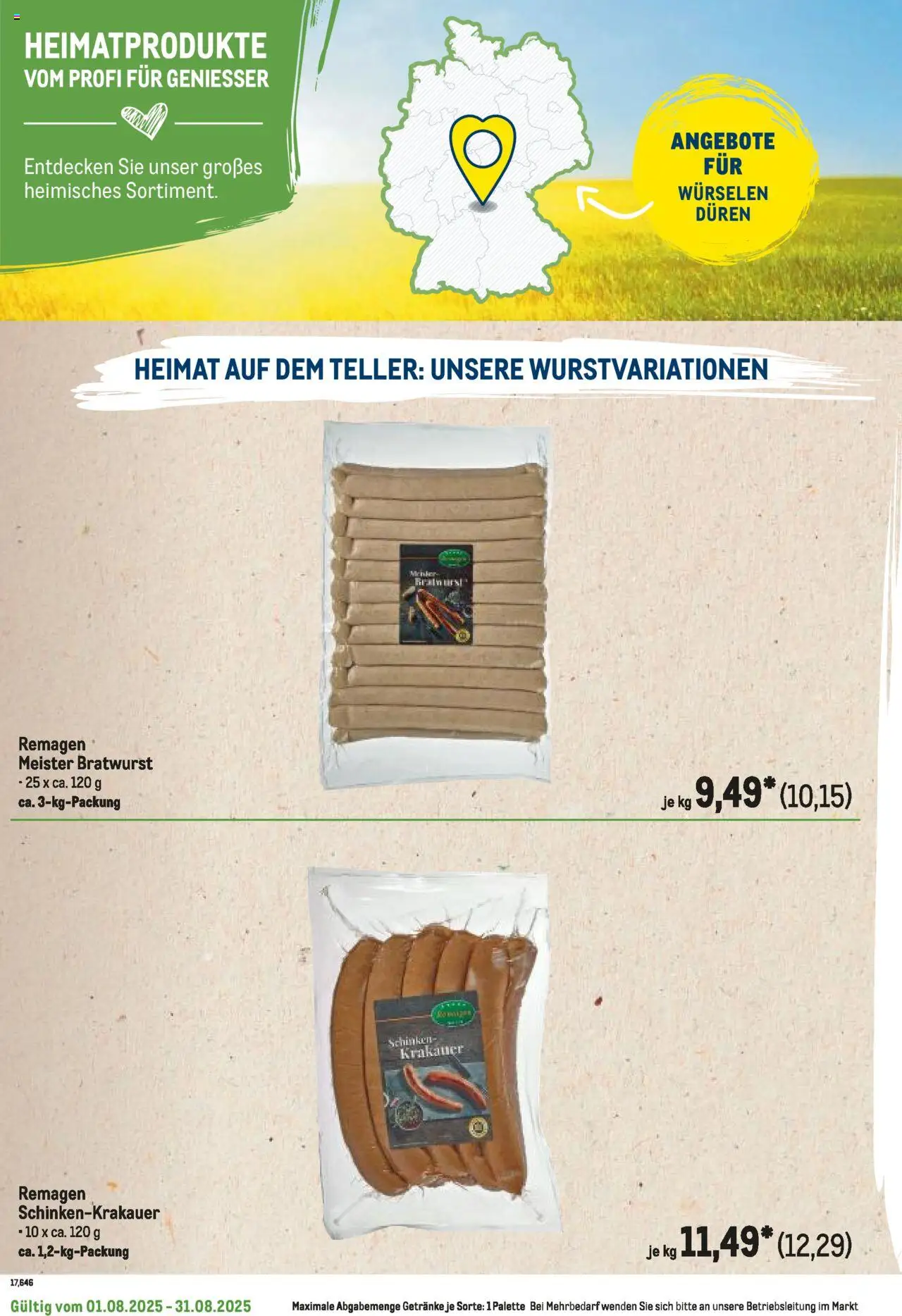 Metro Regionaler Flyer - gültig ab dem 01.08.2025 | Seite: 24 | Produkte: Bratwurst, Schinken