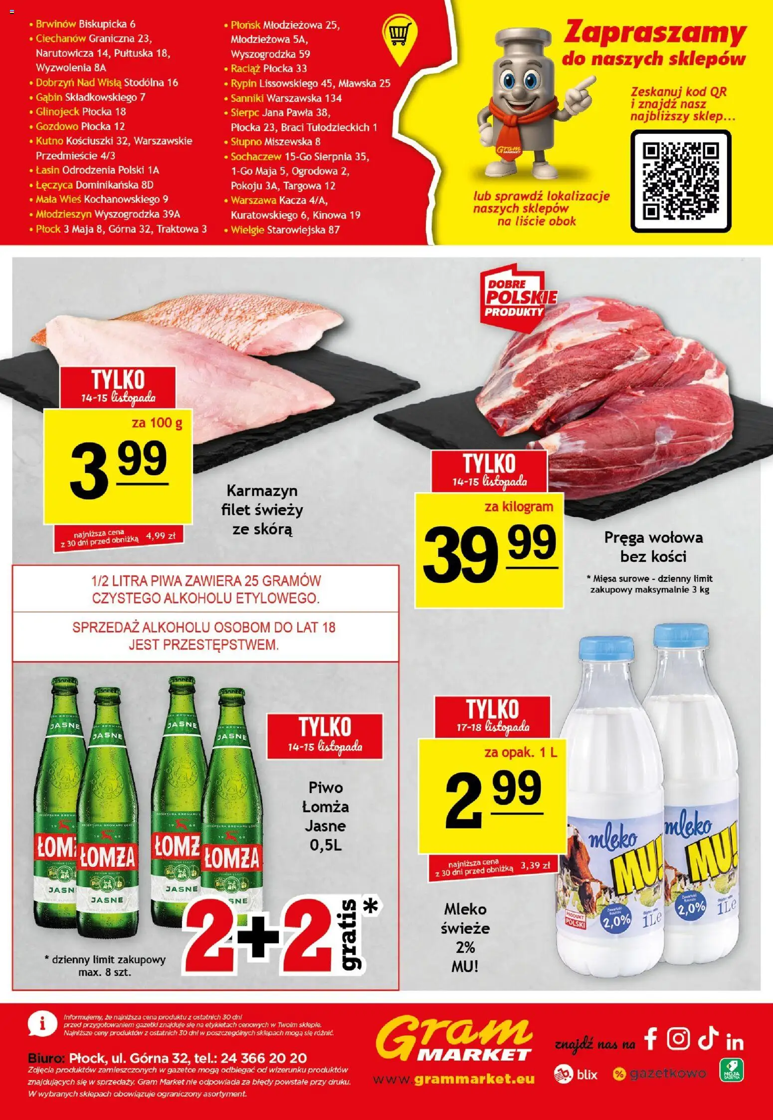 Gram Market Gazetka od 12.11.2025 | Strona: 16 | Produkty: Mleko, Piwo