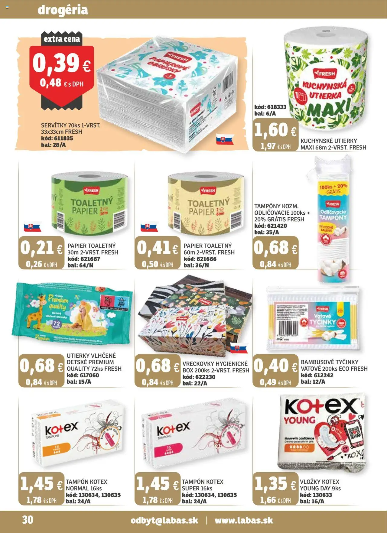Nové Labaš akcie – leták je platný od 17.10.2025 | Strana: 30 | Produkty: Toaletný papier