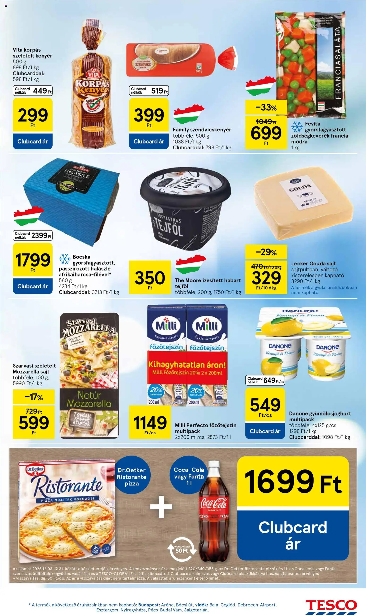 Tesco akciós ujság - amely érvényes a következő dátumtól: 27.12.2025 | Oldal: 13 | Termékek: Coca Cola, Gouda, Sajt, Pizza